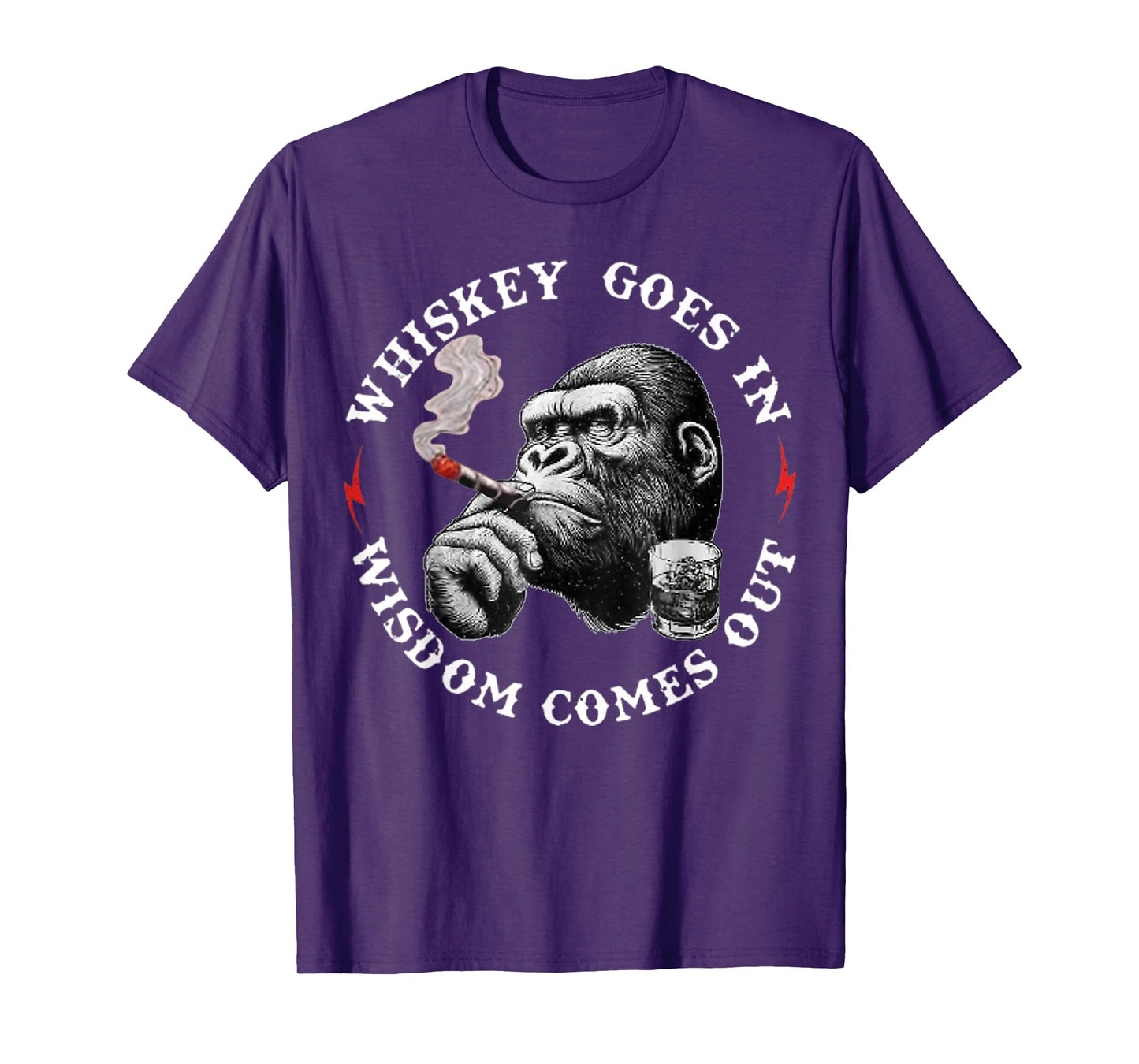 Whiskey Goes In Wisdom Comes Out Funny Monkey T-Shirt