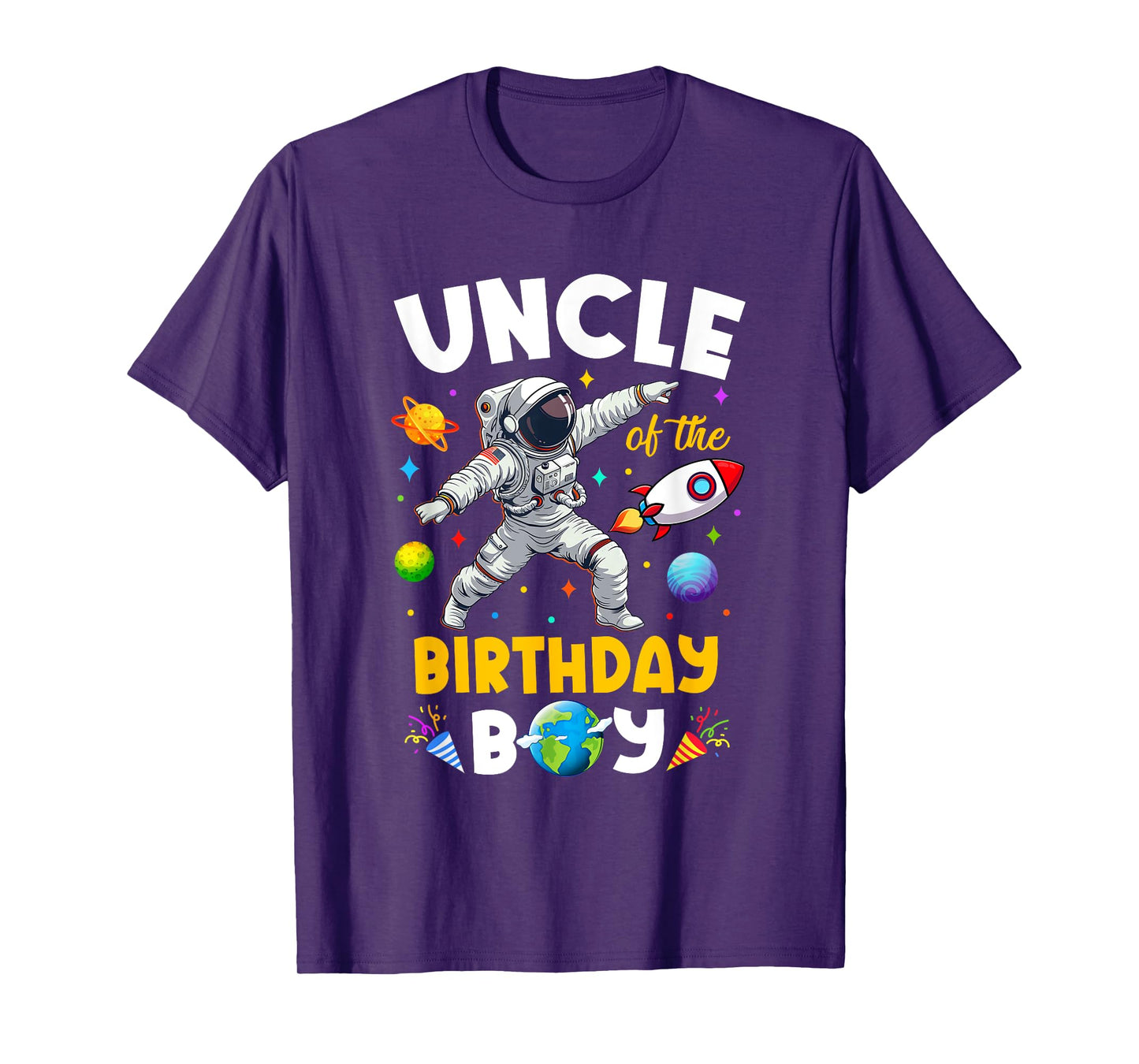 Uncle Of The Birthday Boy Astronaut Outer Space Birthday T-Shirt