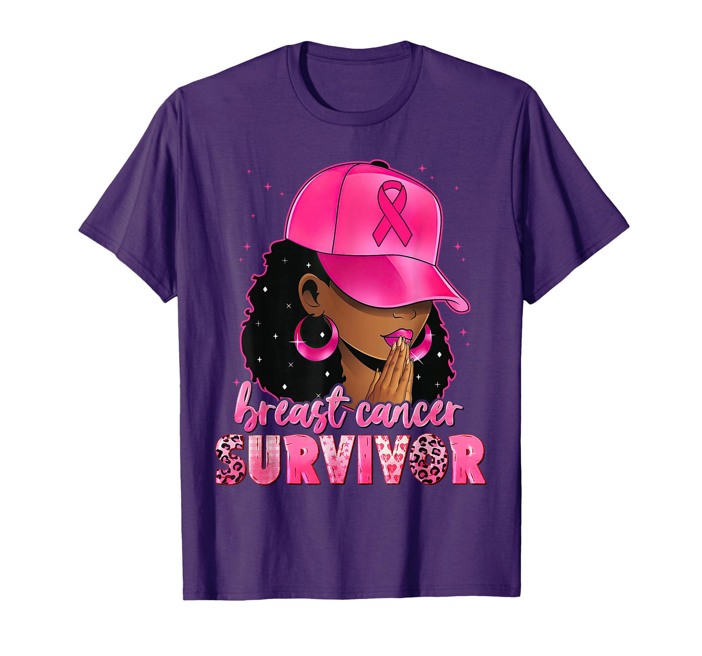 Breast Cancer Survivor Black Women Afro African Christian T-Shirt