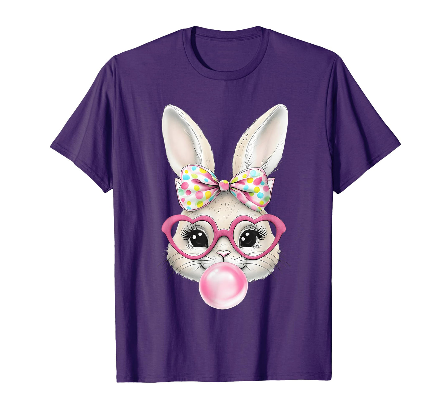 Cute Bunny Rabbit Face Coquette Bow Easter Day Girls Women T-Shirt