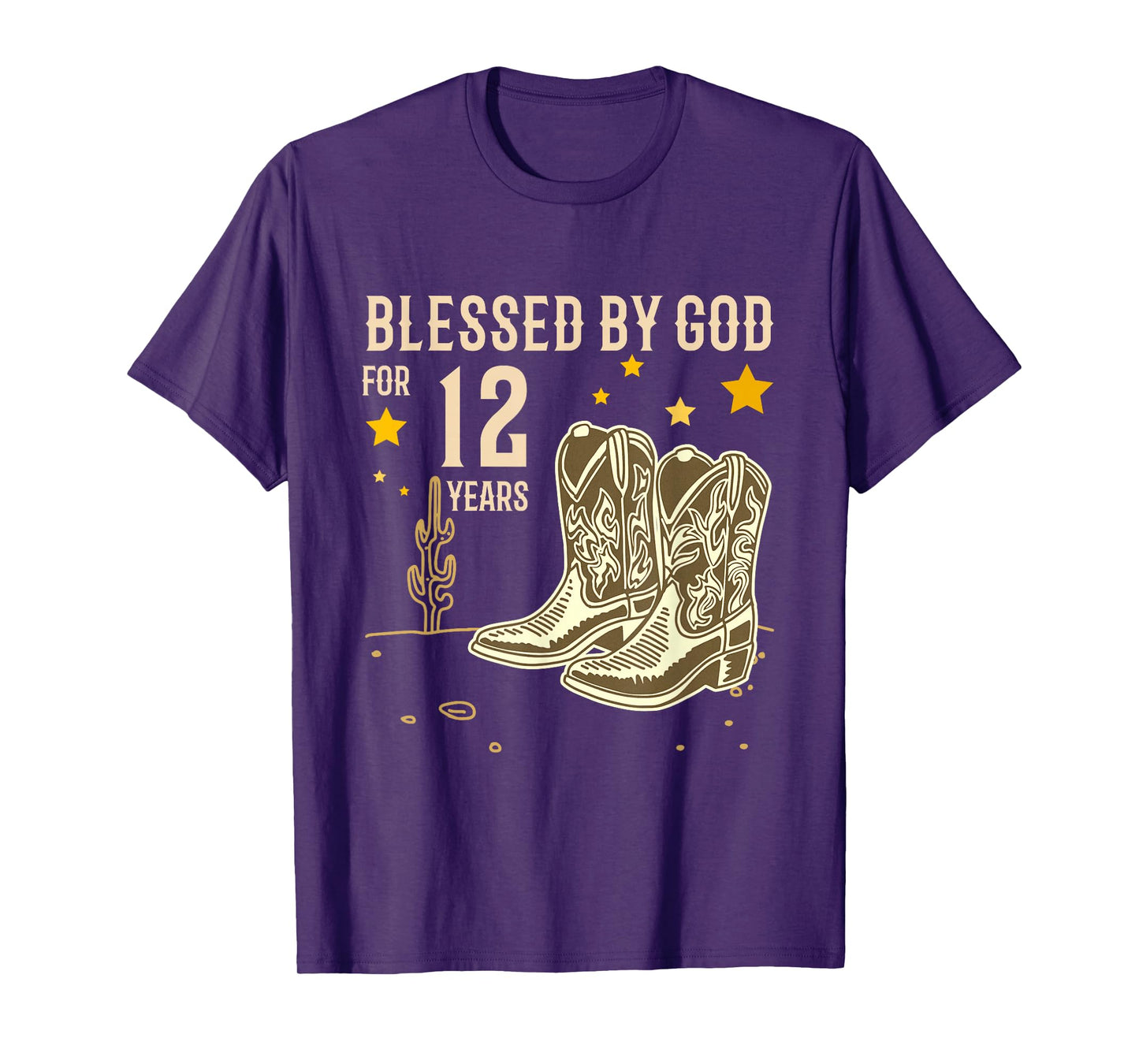 Vintage Blessed by God for 12 Years Cowboy 12th Birthday Boy T-Shirt