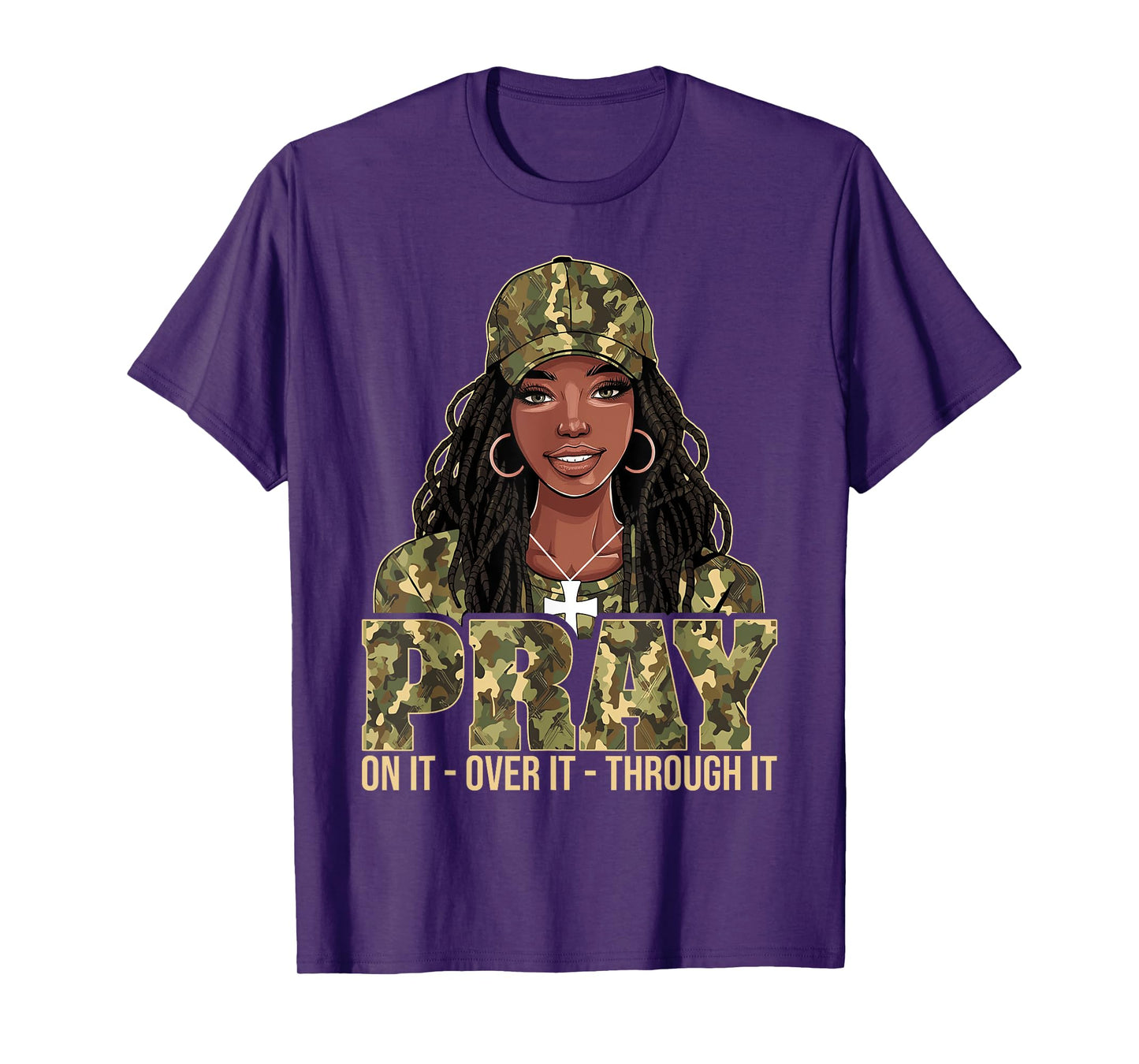 Pray On It Pray Over It Black Woman Loc'd Christian Women T-Shirt