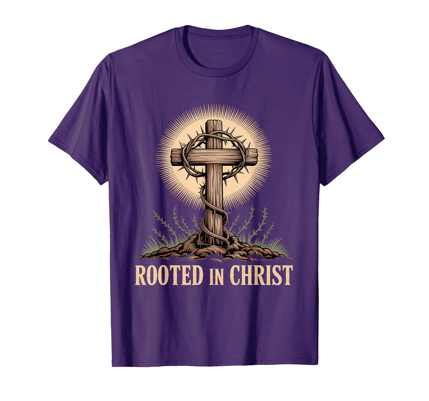 Rooted in Christ Christian Faith Jesus Cross T-Shirt