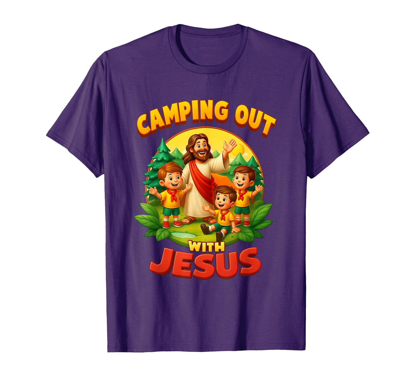 Camping Out with Jesus Summer Camp VBS Christian Faith Kids T-Shirt