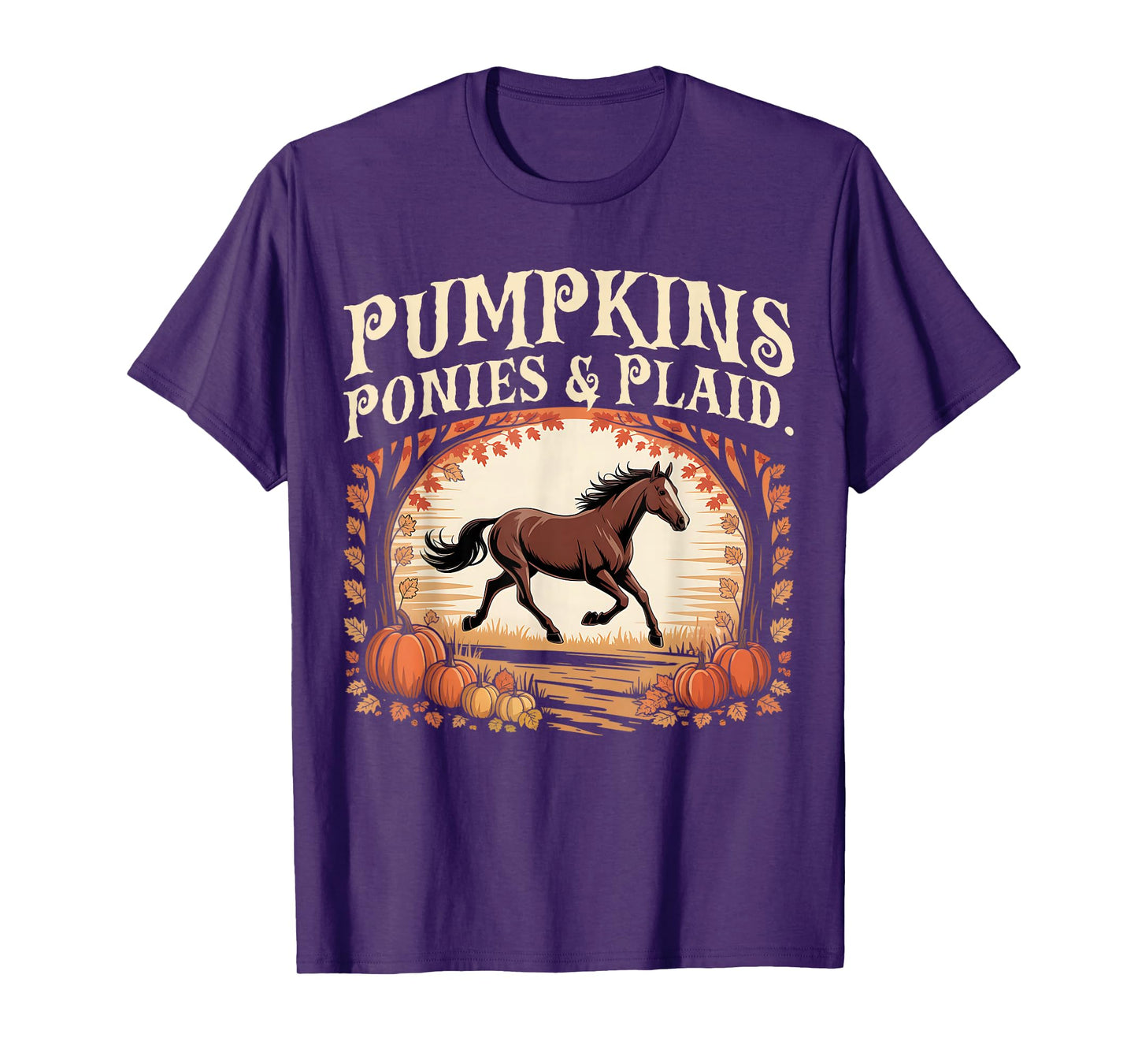 Retro Pumpkins Ponies & Plaid T-Shirt