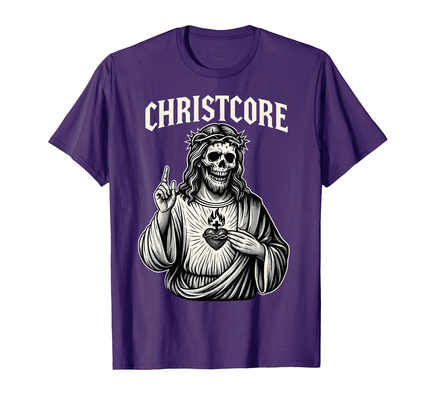 Christcore Skull Jesus Sacred Heart Christian Metal Gothic T-Shirt