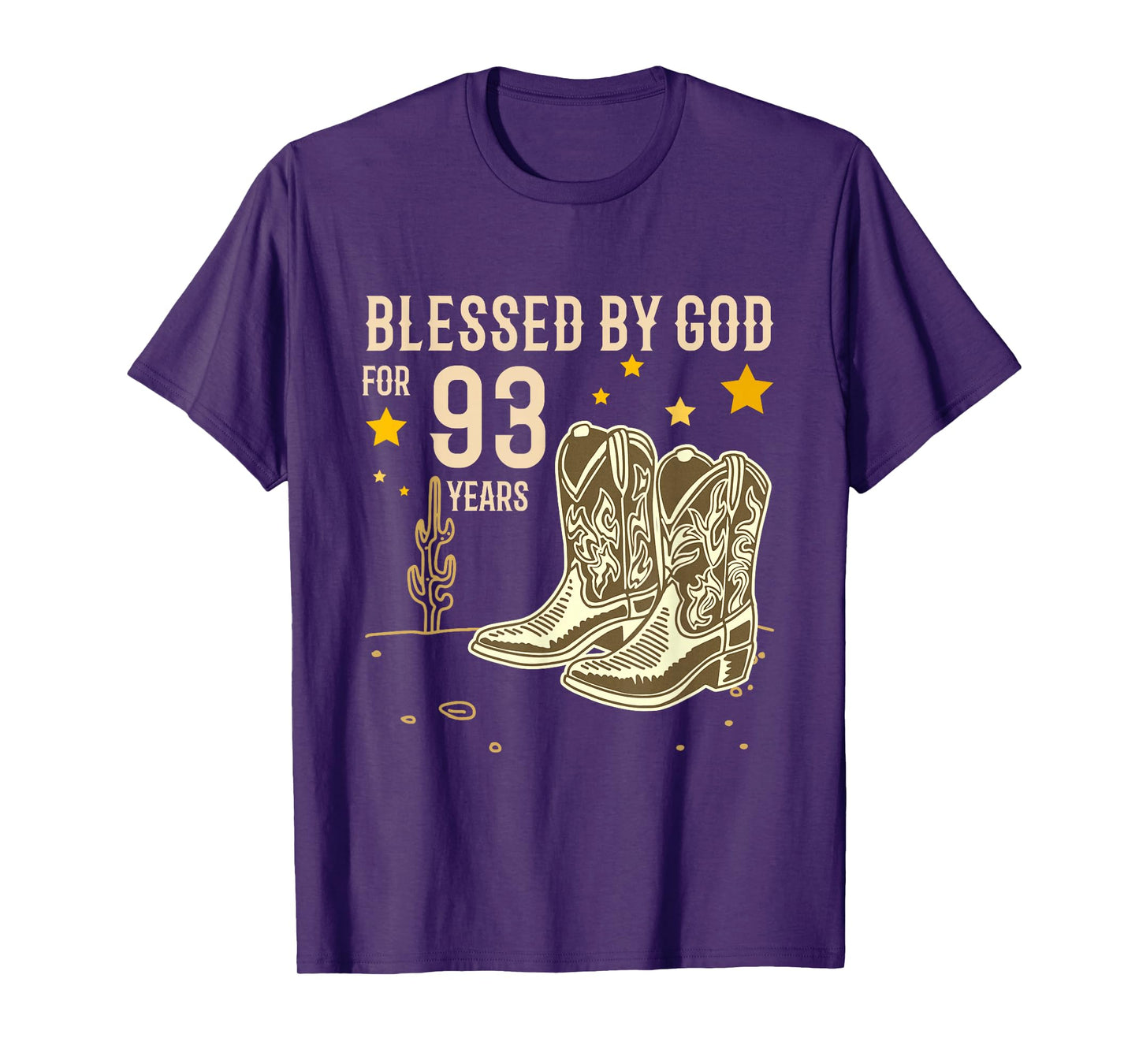 Vintage Blessed by God for 93 Years Cowboy 93rd Birthday Men T-Shirt