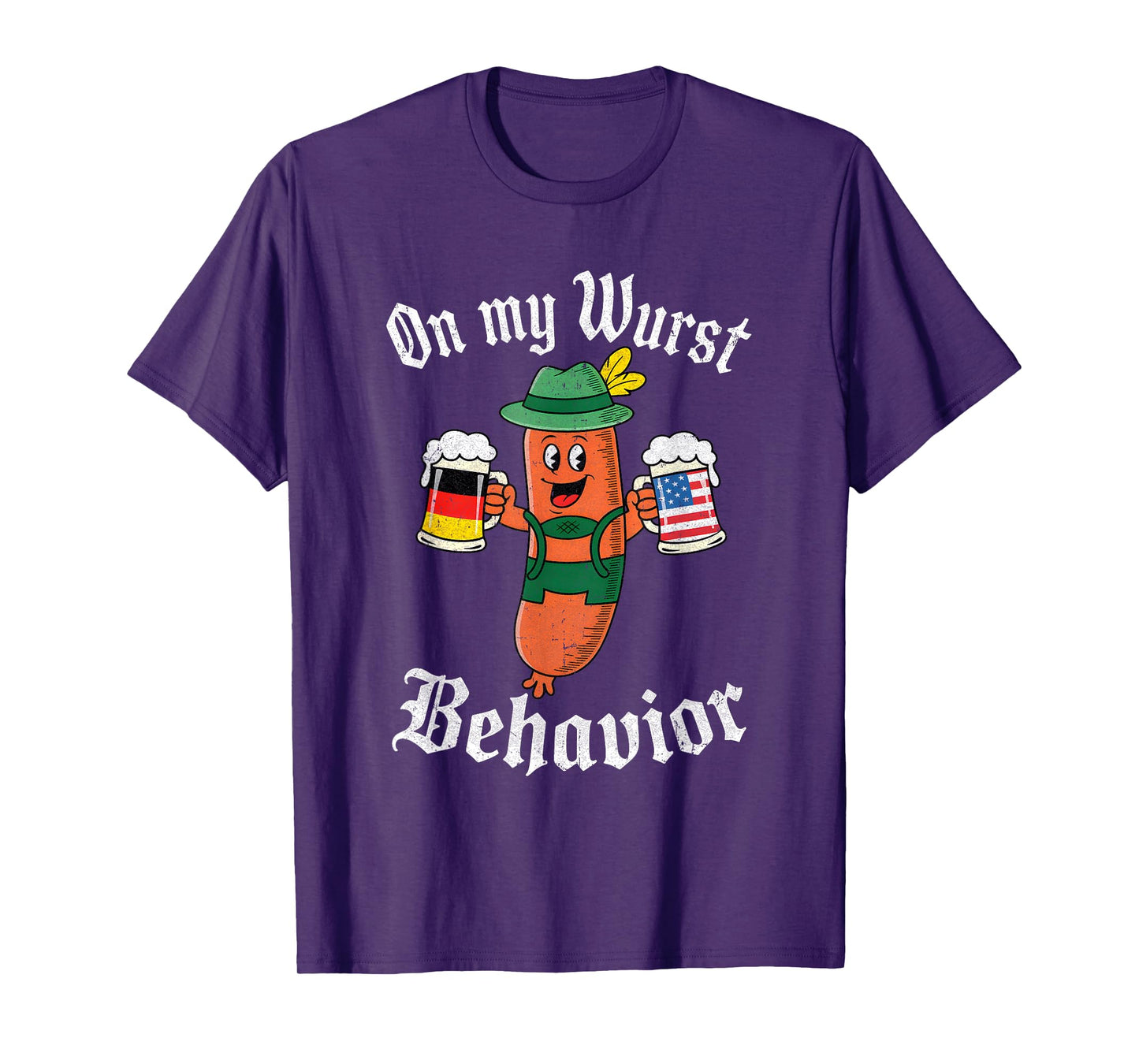 Oktoberfest On My Wurst Behavior Funny German Sausage Men T-Shirt