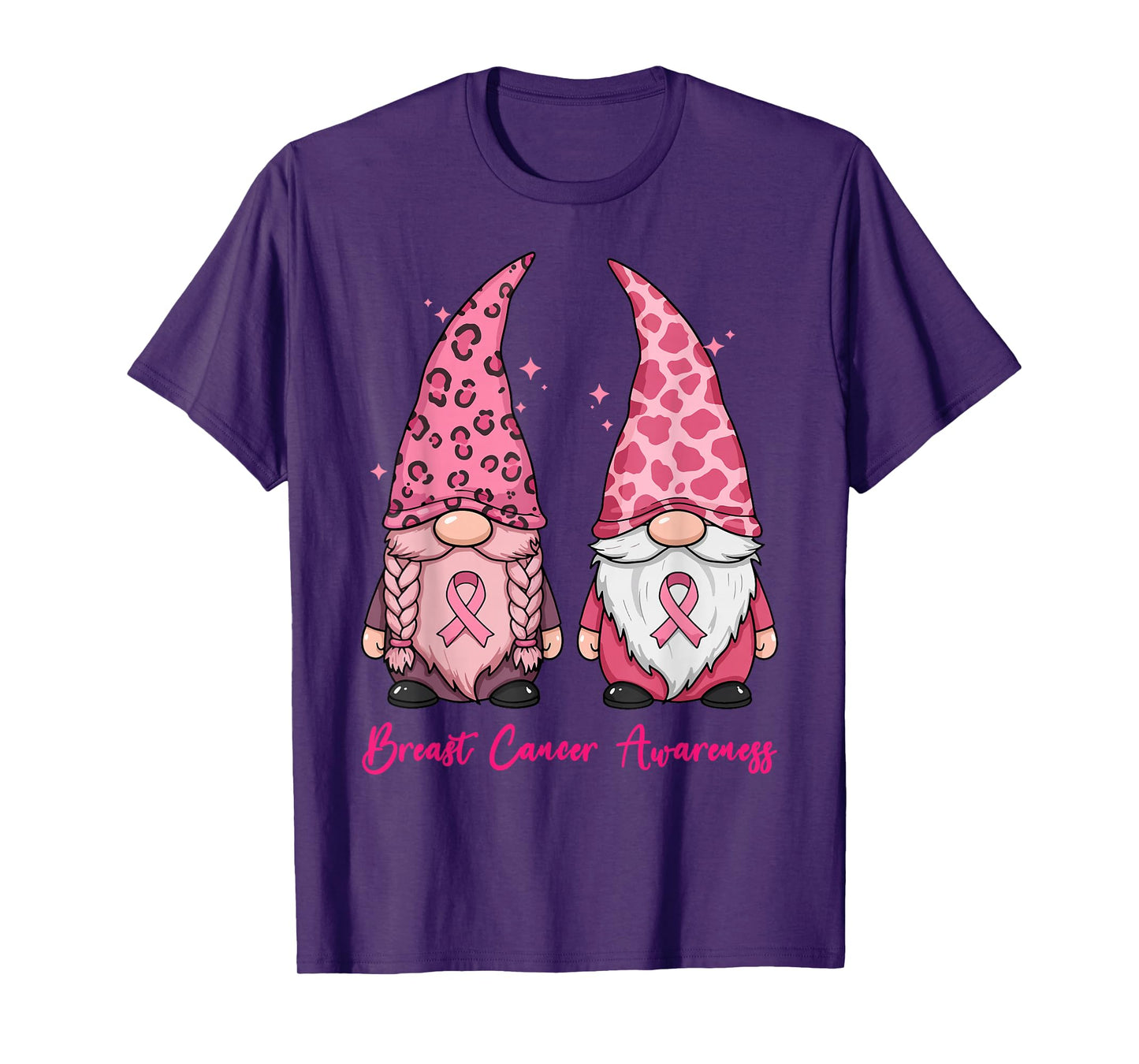 in October We Wear Pink Ribbon Gnome Breast Cancer Awareness T-Shirt