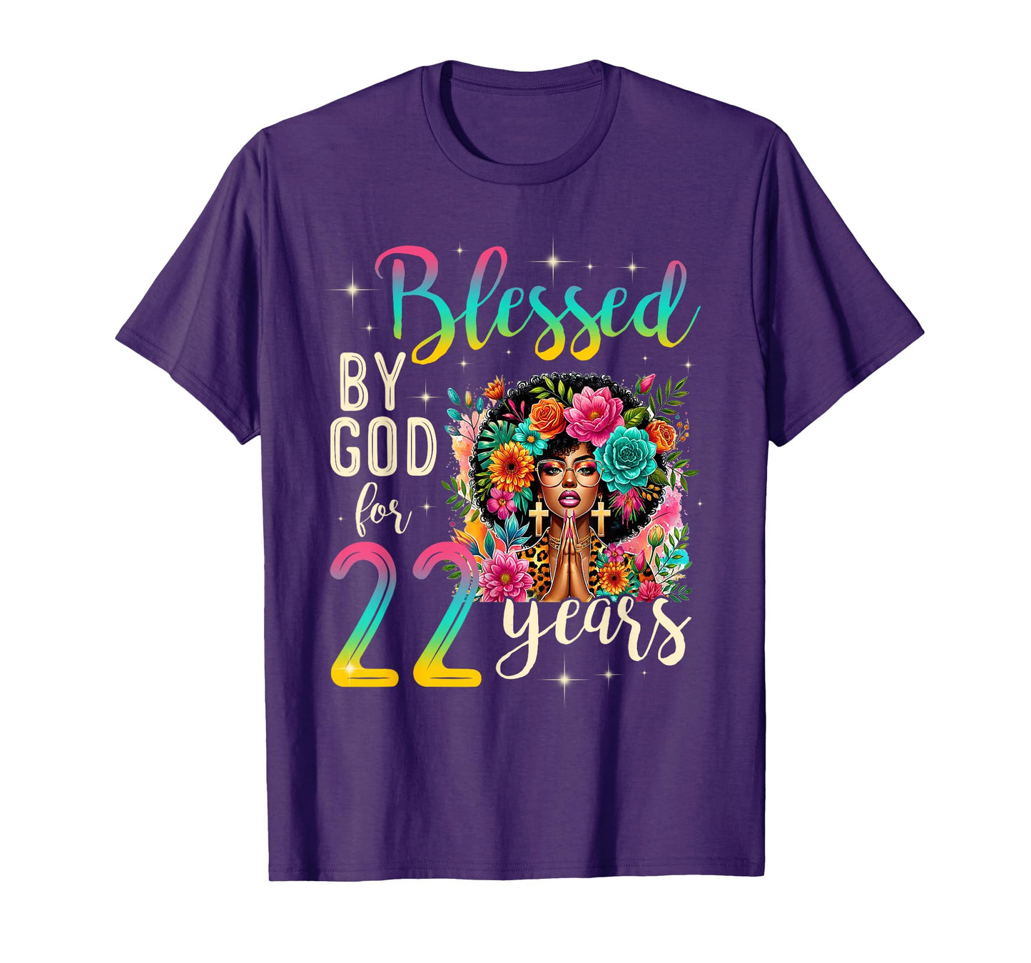Black Girl Blessed by God for 22 Years Christian Birthday T-Shirt
