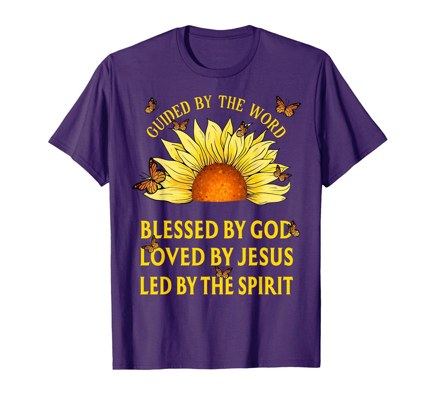 Guided By The Bible Blessed By God Sunflower Christian T-Shirt