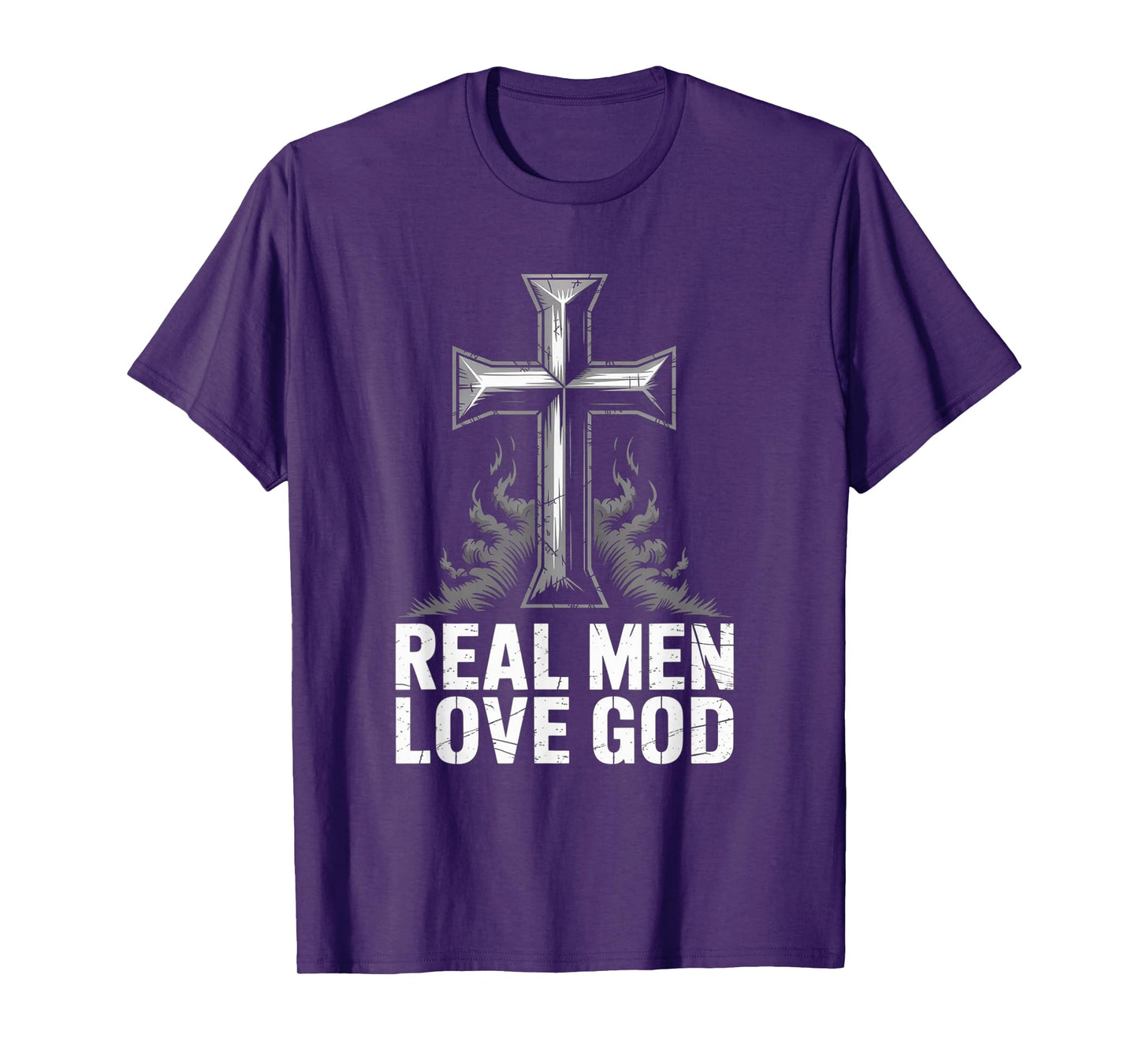 Christian Faith Real Men Love God Cross Design T-Shirt