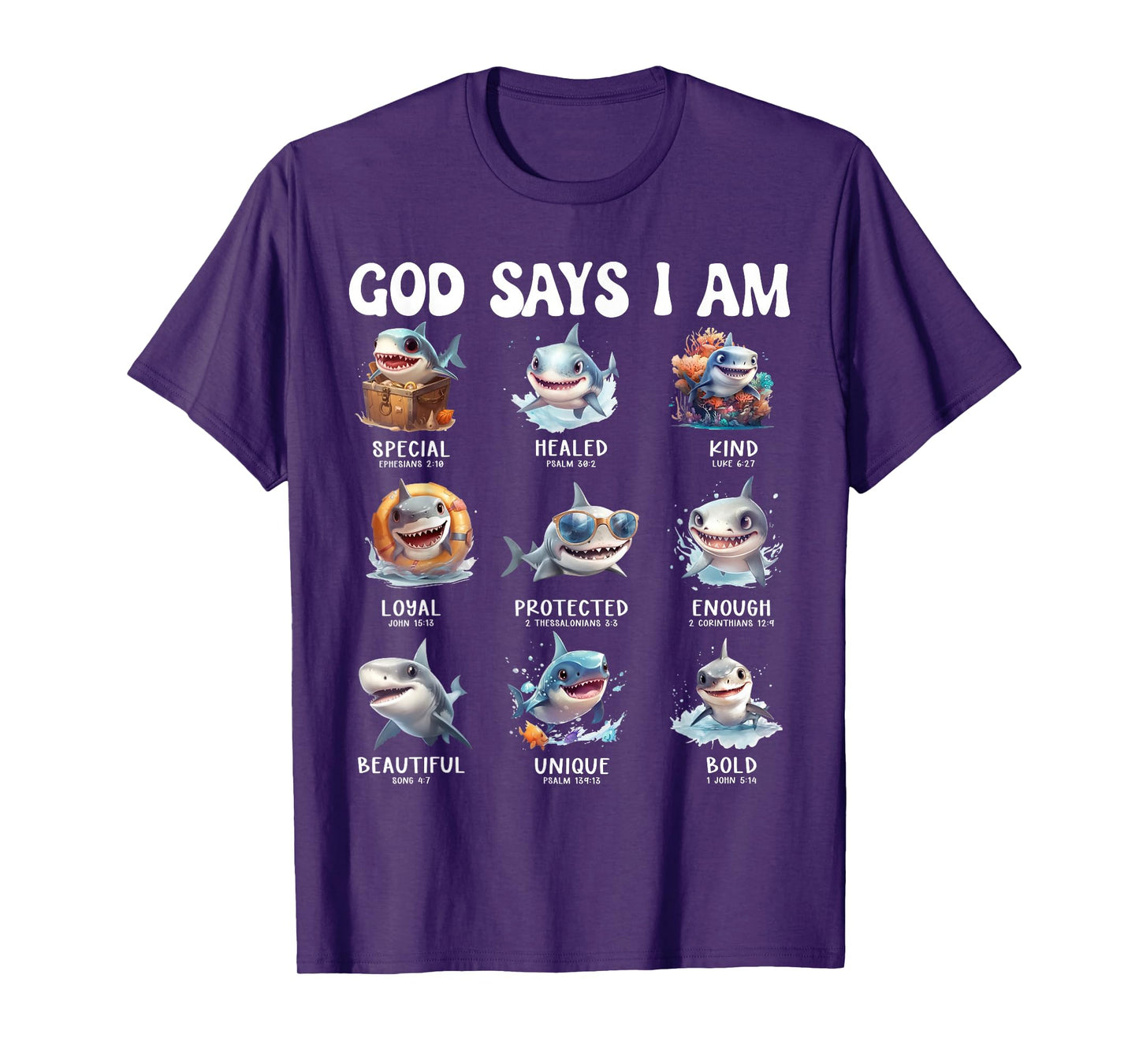 God Says I Am Cute Shark Scripture Bible Design T-Shirt