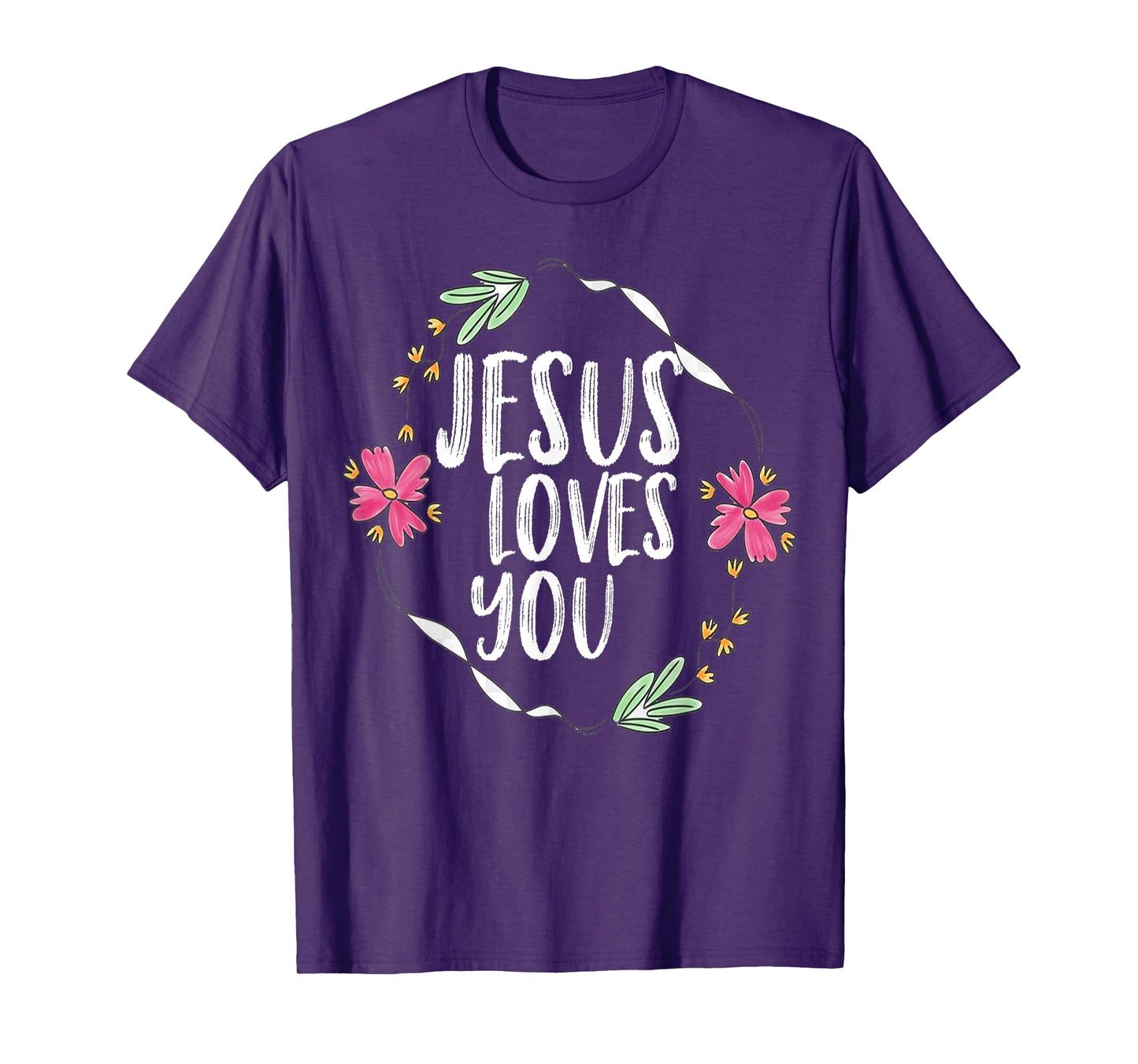 Jesus loves you with Round flower frame Graphic T-Shirt