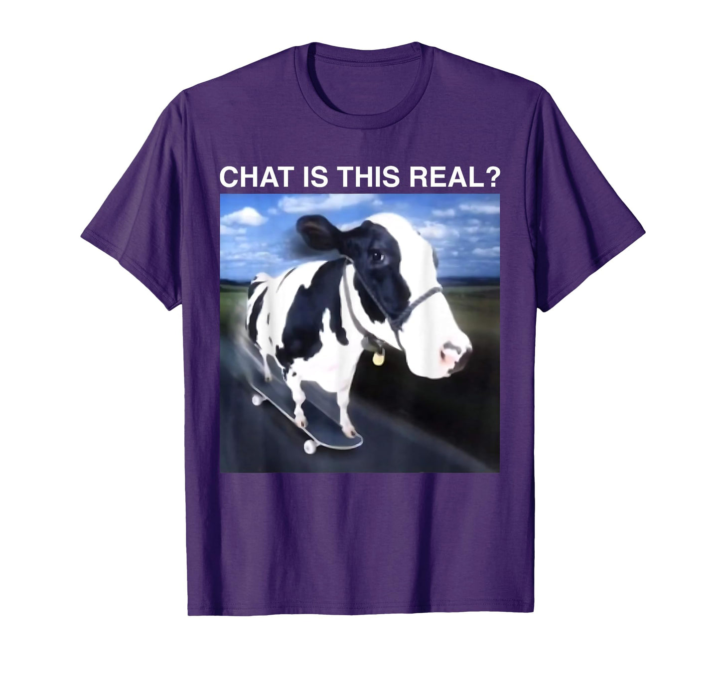 Chat is This Real Skateboarding Cow Funny Meme T-Shirt