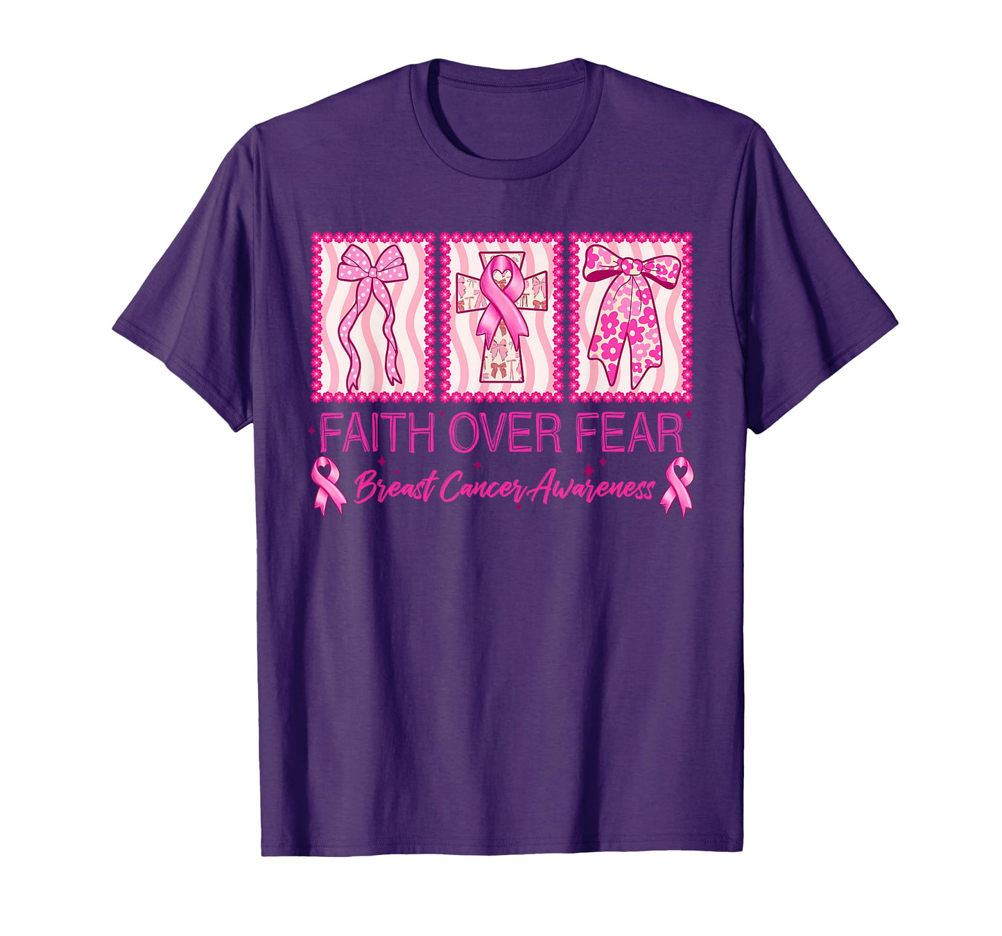 Faith Over Fear Breast Cancer Awareness Christian Religious T-Shirt