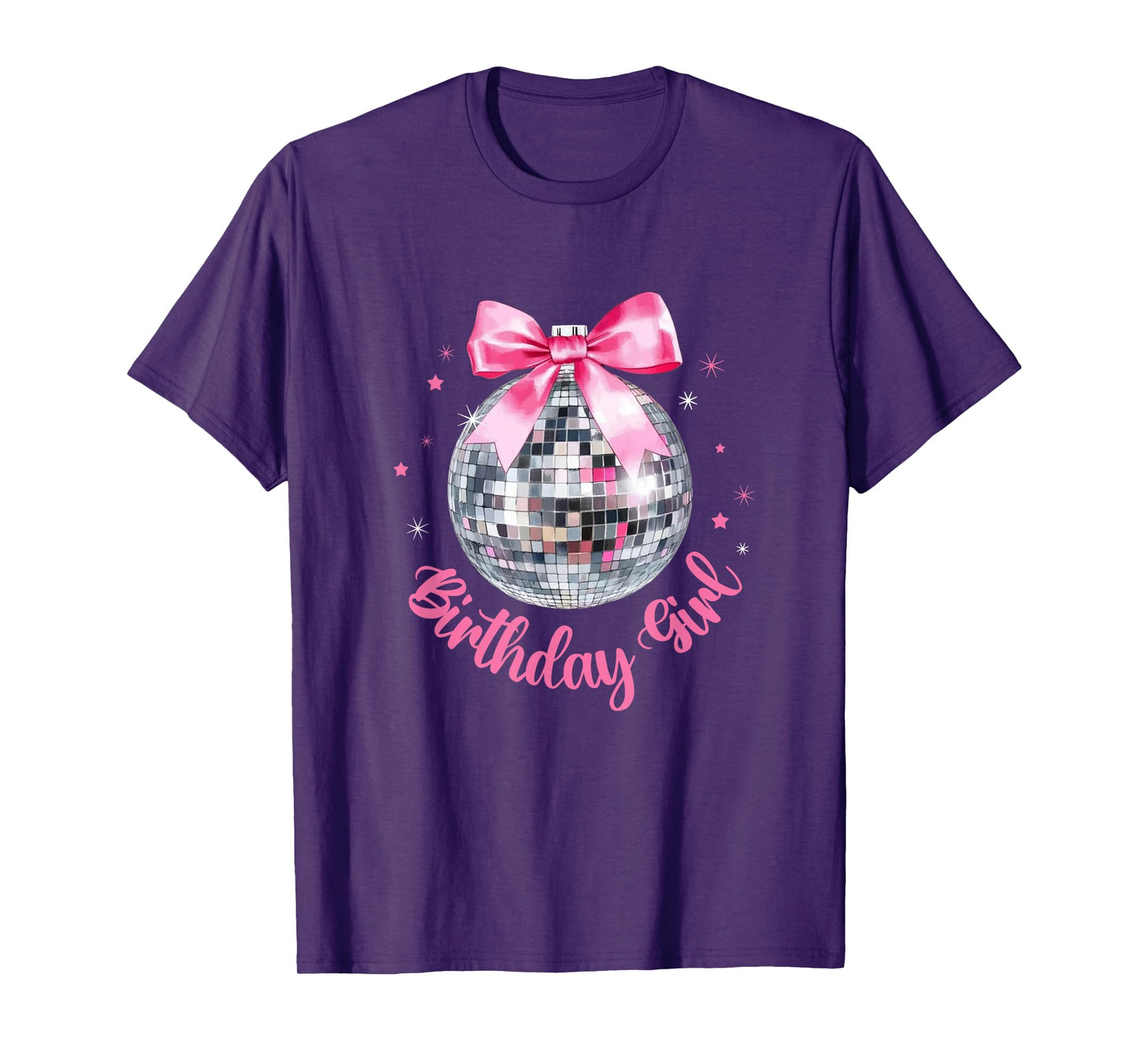 Birthday Girl Coquette Bow Disco Ball Funny Birthday Party T-Shirt