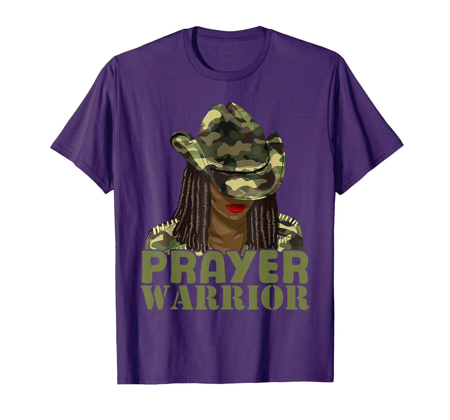 Camo Hat Prayer Warrior God Jesus Christian Black Girl Women T-Shirt