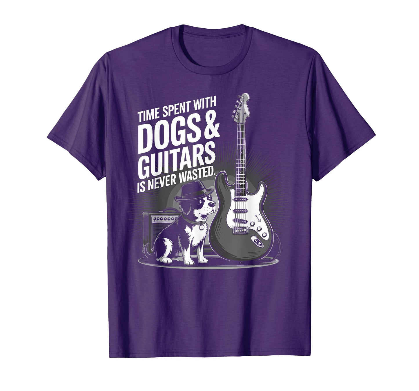 Time Spent with Dog and Guitars is Never Waste Guitarist T-Shirt
