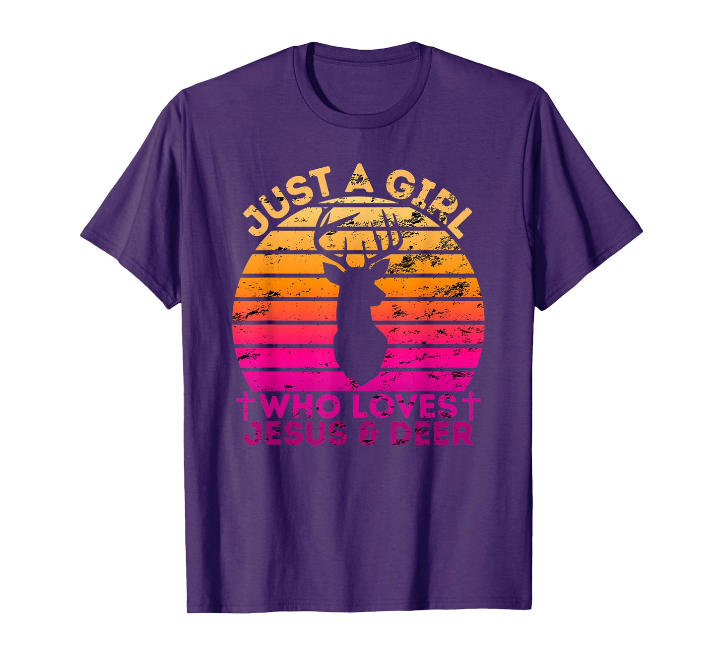 Girl Who Loves Jesus And Deer - Christian Woman T-Shirt