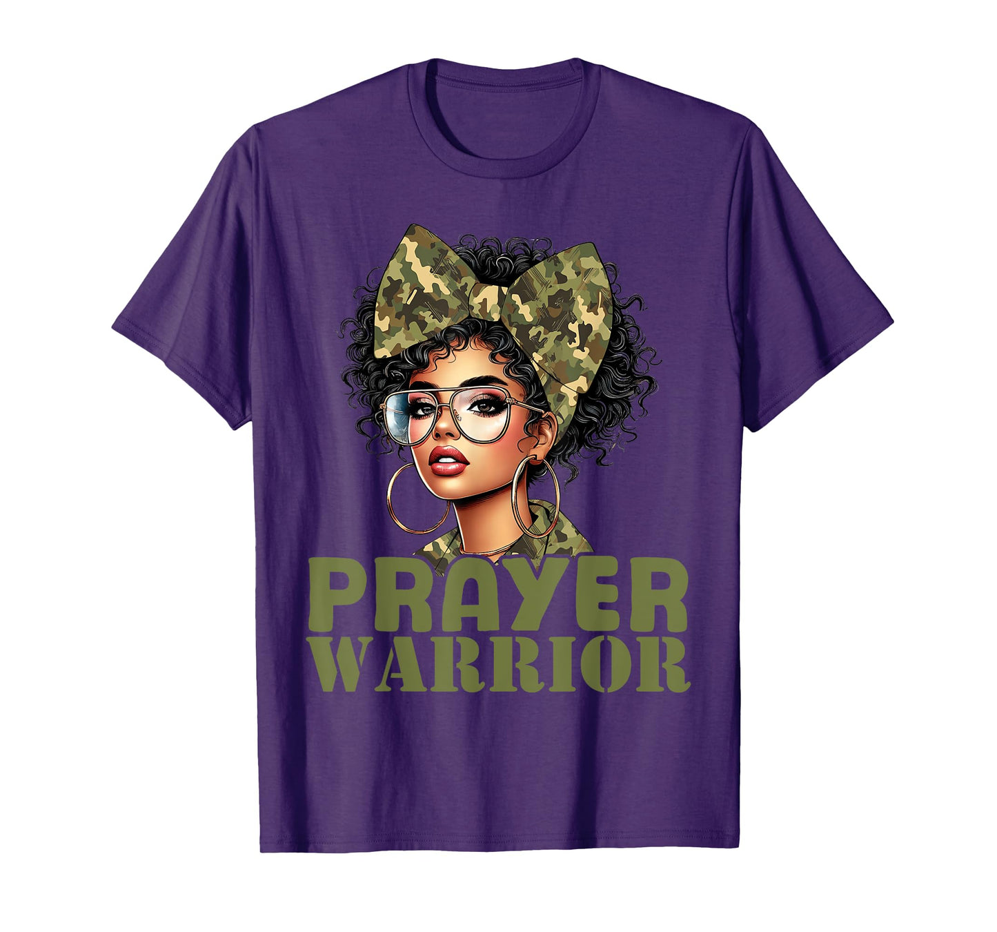 Praying Black Woman Afro Christian Sayings Prayer Warrior T-Shirt