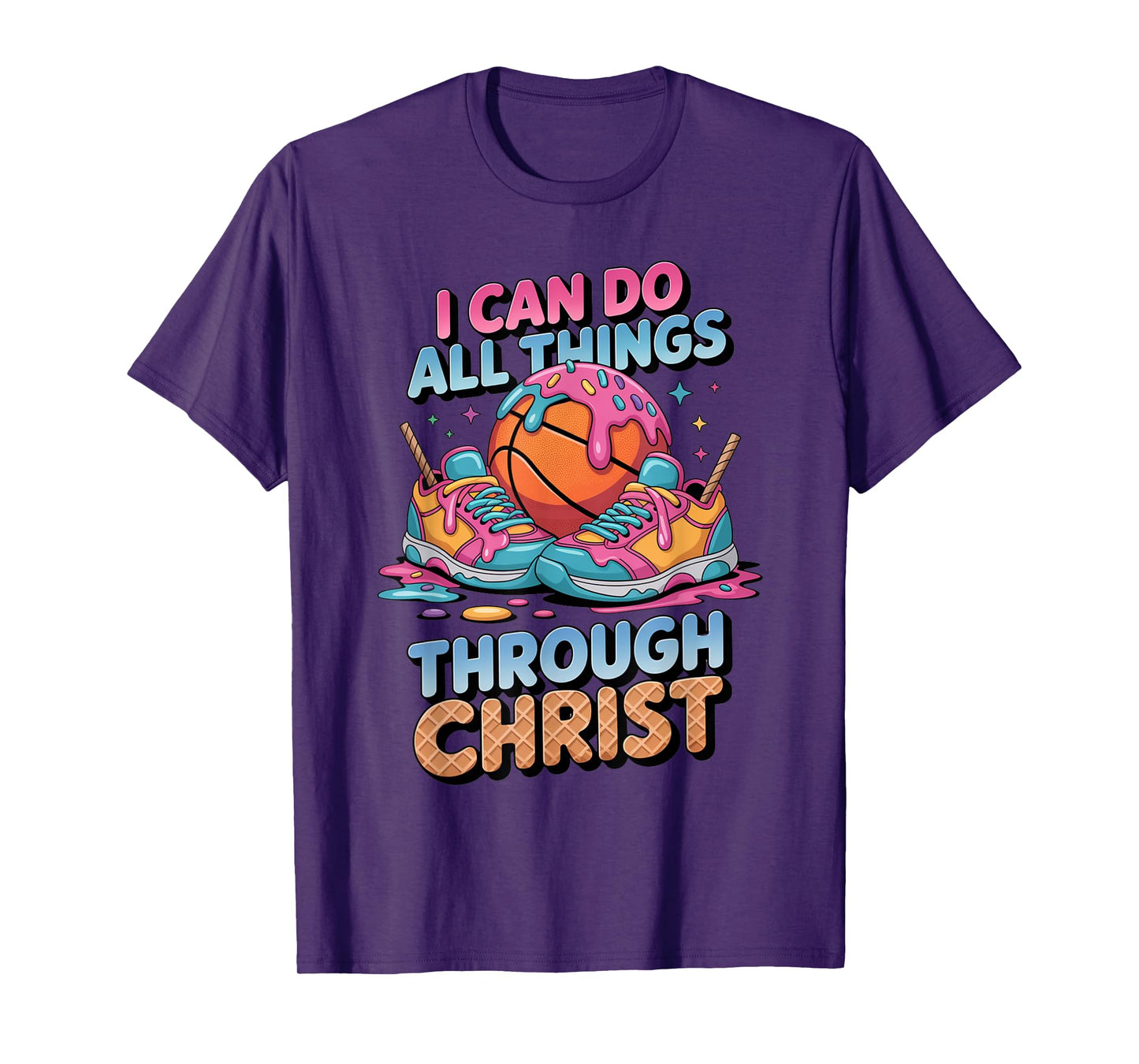 Christian Basketball Shirts Boys Ice Cream Philippians 4:13 T-Shirt