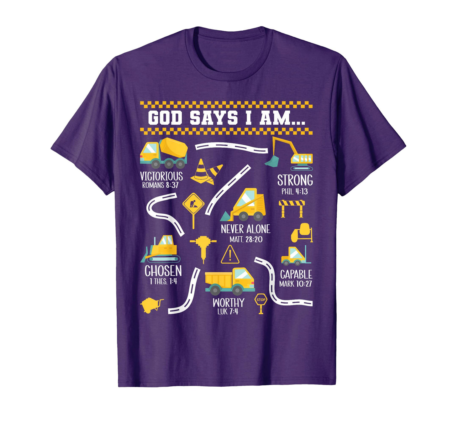 God Says I Am Christian Bible Verses Boys Construction Truck T-Shirt