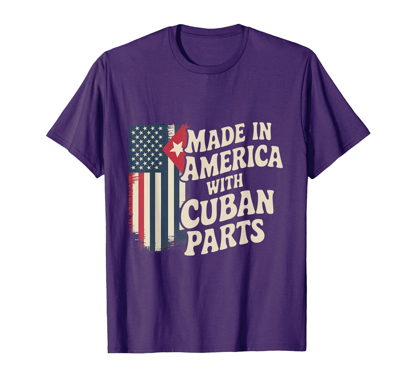 Made In America With Cuban Parts With USA Flag Cuba Flag T-Shirt