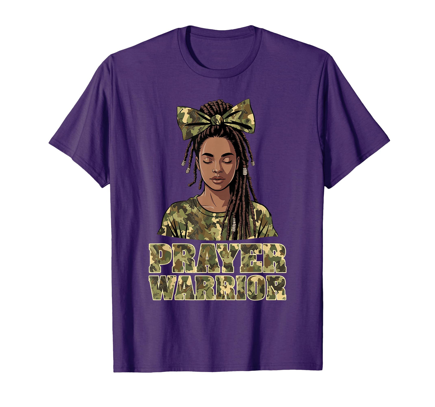 Prayer Warrior Locs Christian Black Woman Camo Bandana T-Shirt