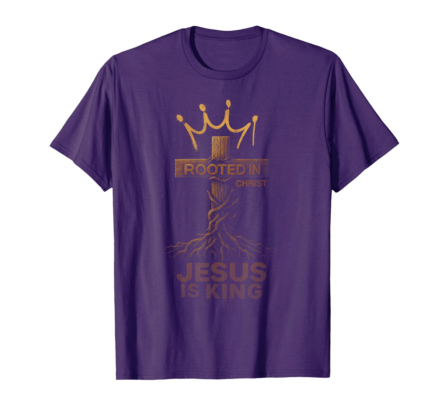HUGvyn Jesus is King Rooted Christian Cross Bible Verse God T-Shirt