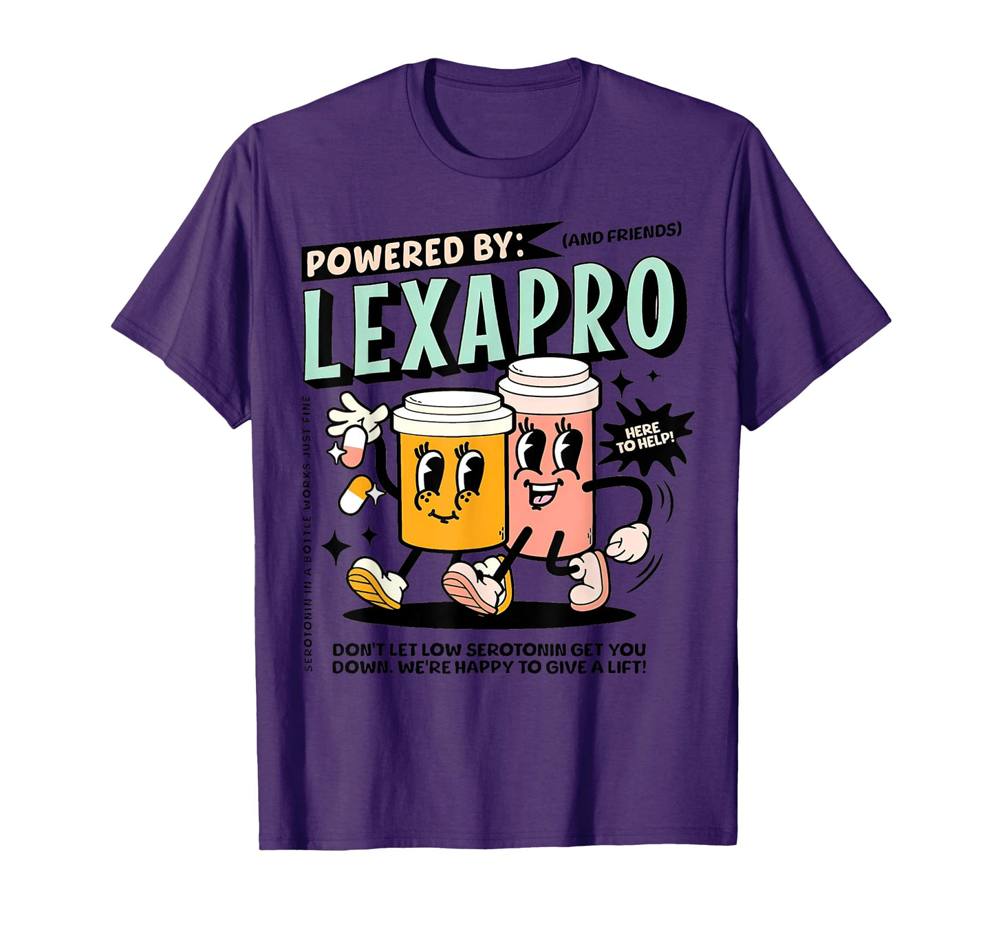 Retro Powered By Lexapro Mental Health Dark Humor Outfit T-Shirt