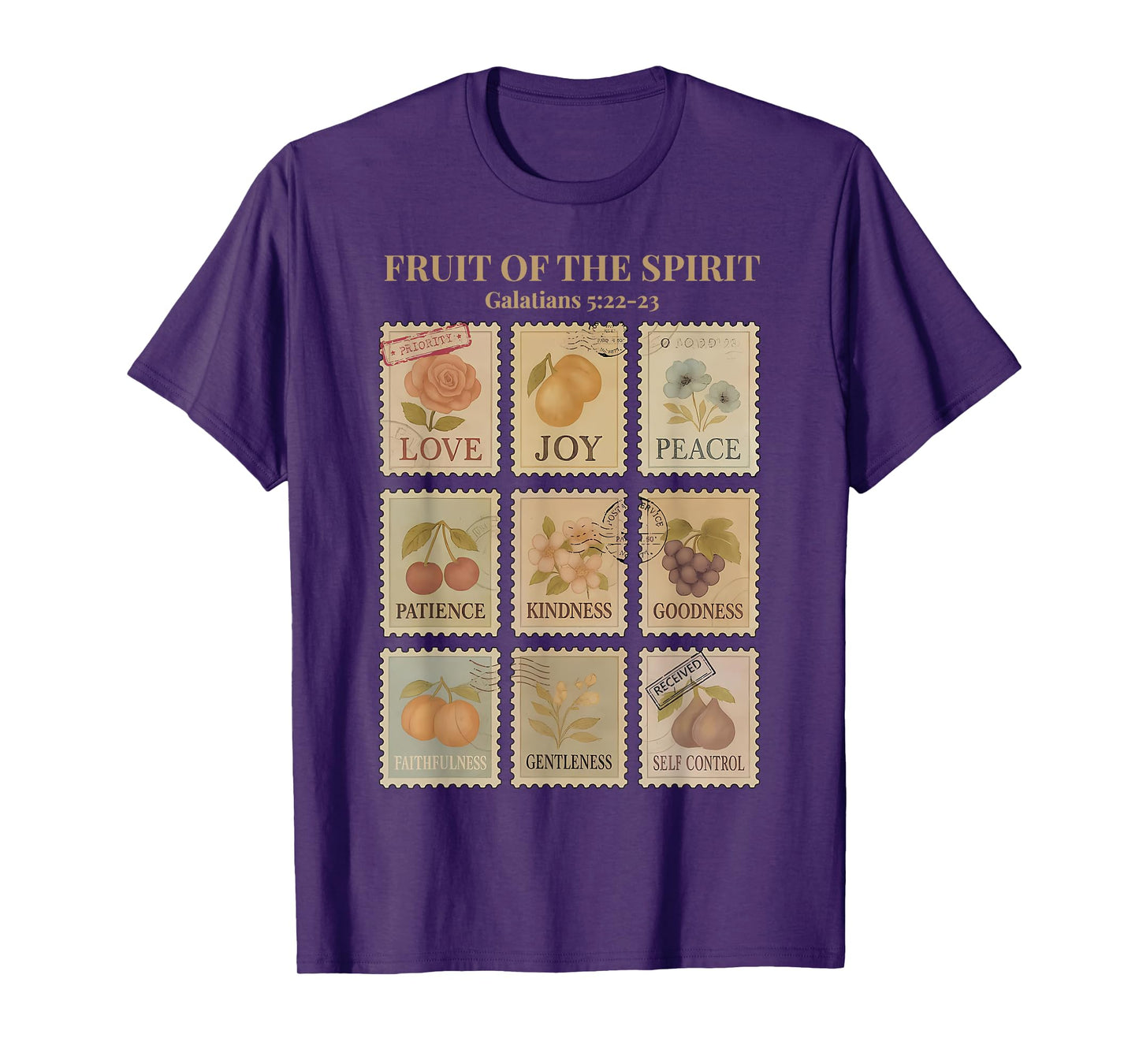 Fruit of The Spirit Vintage Stamp Christian Bible Verse T-Shirt