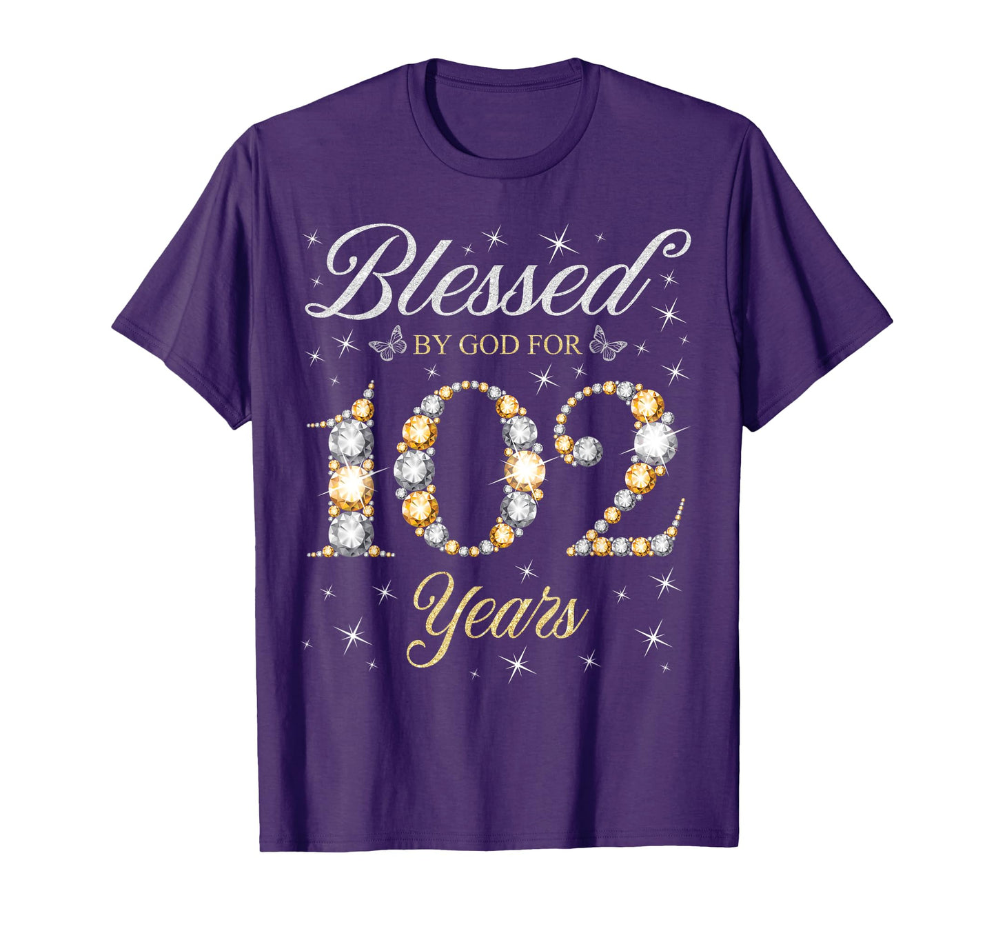 Blessed By God For 102 Years Old 102nd Birthday B-Day Party T-Shirt