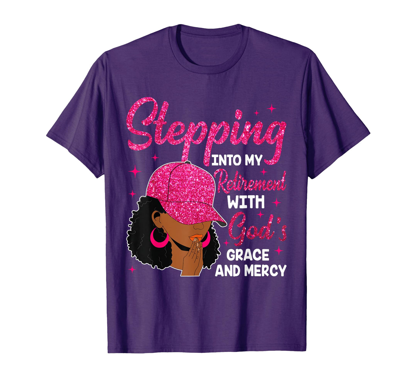 Stepping Into My Retirement Afro Black Women Christian T-Shirt