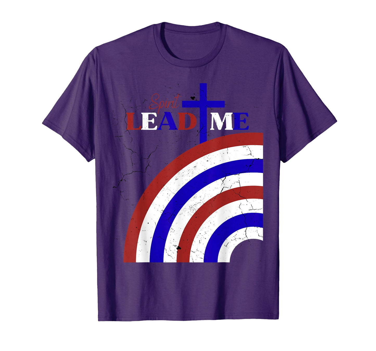 Spirit Lead Me Patriotic Distressed Red White Blue Design T-Shirt