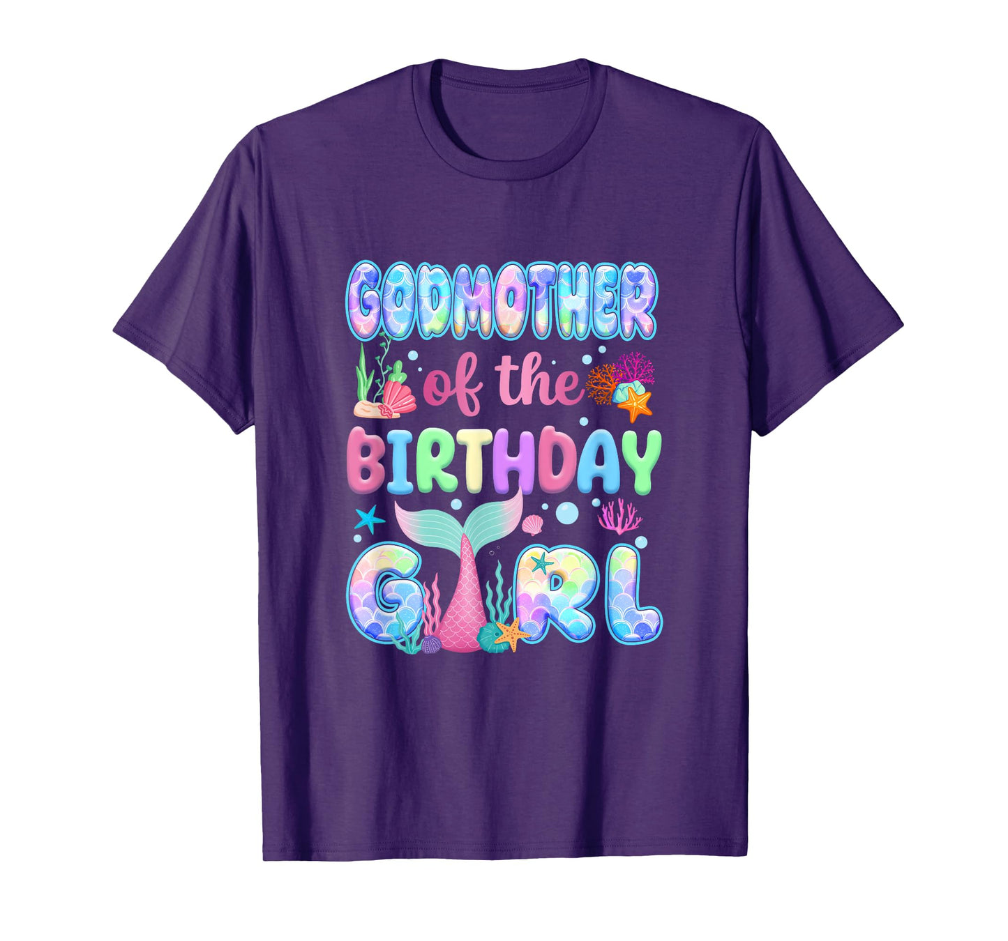 Godmother Of The Birthday Mermaid Girl Family Matching Party T-Shirt