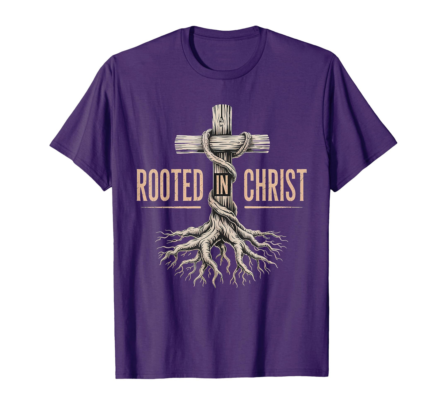 Rooted in Christ Jesus Christian Faith Cross T-Shirt