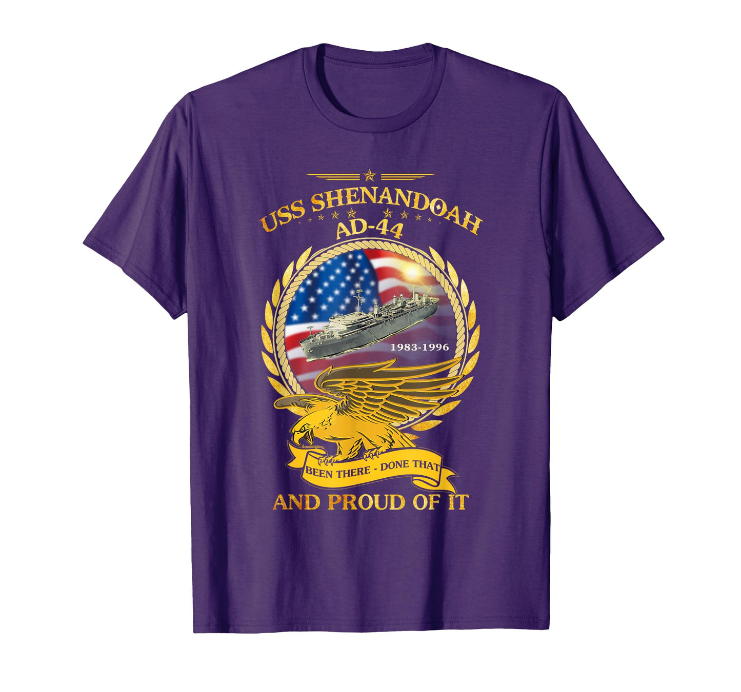 LoveUsNavy-2022 Unisex-Adults Classic Fit Black Small USS Shenandoah (AD-44) 1983-1996 Graphic T-Shirt