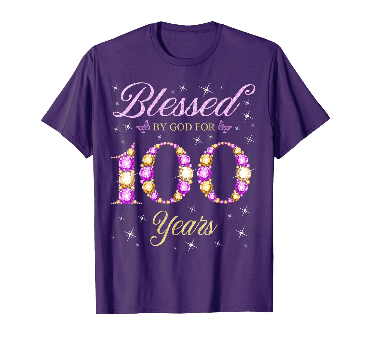 Blessed By God For 100 Years Old 100th Birthday Party Queens T-Shirt