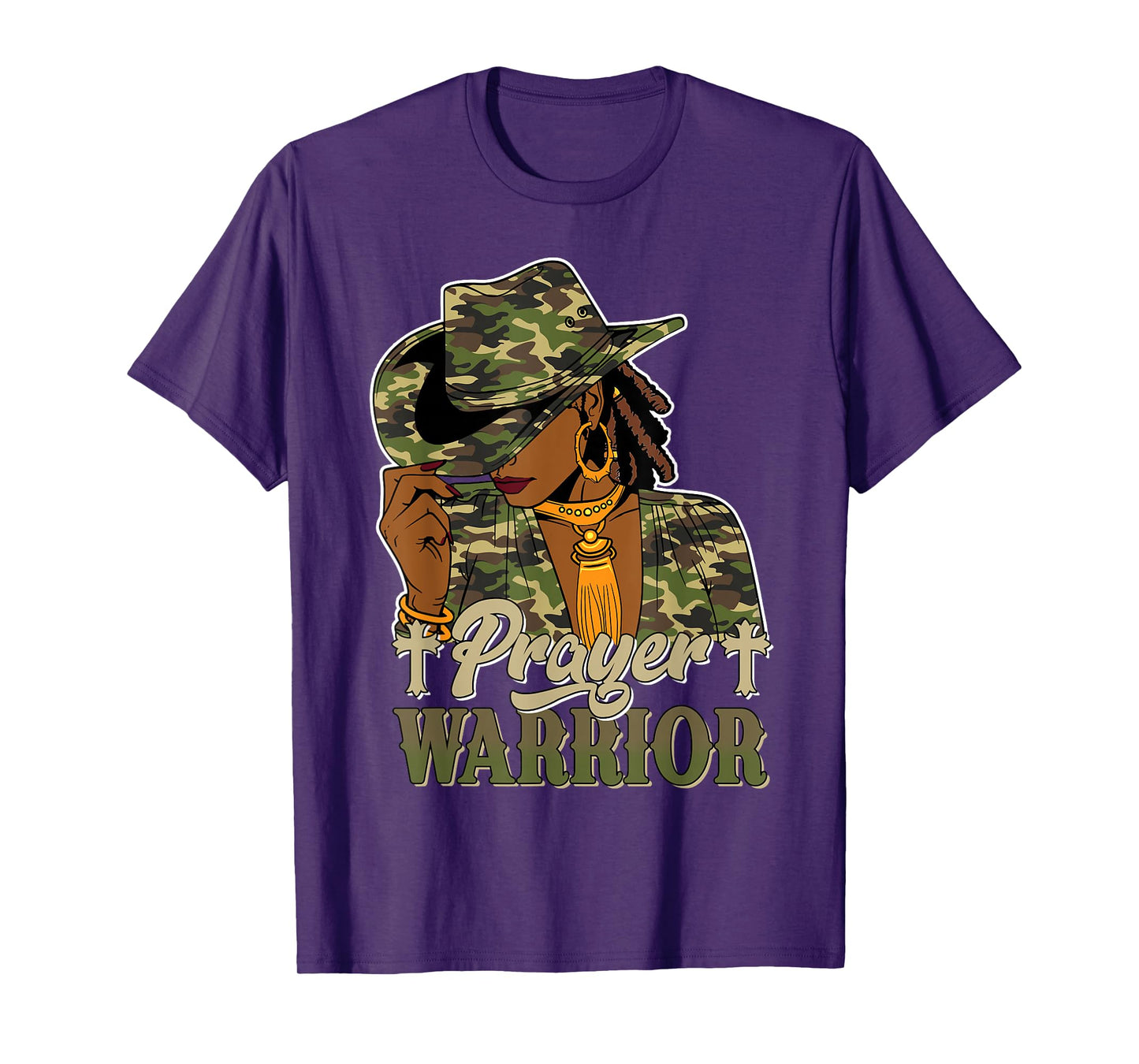 Prayer Warrior Black Cowgirl Western Christian Praying Camo T-Shirt