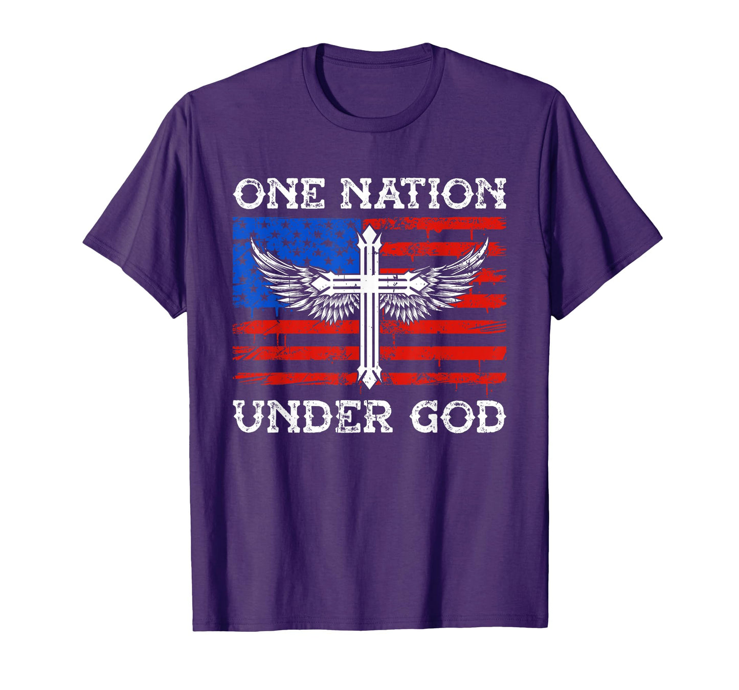 One Nation Under God Jesus Blessed American Flag T-Shirt