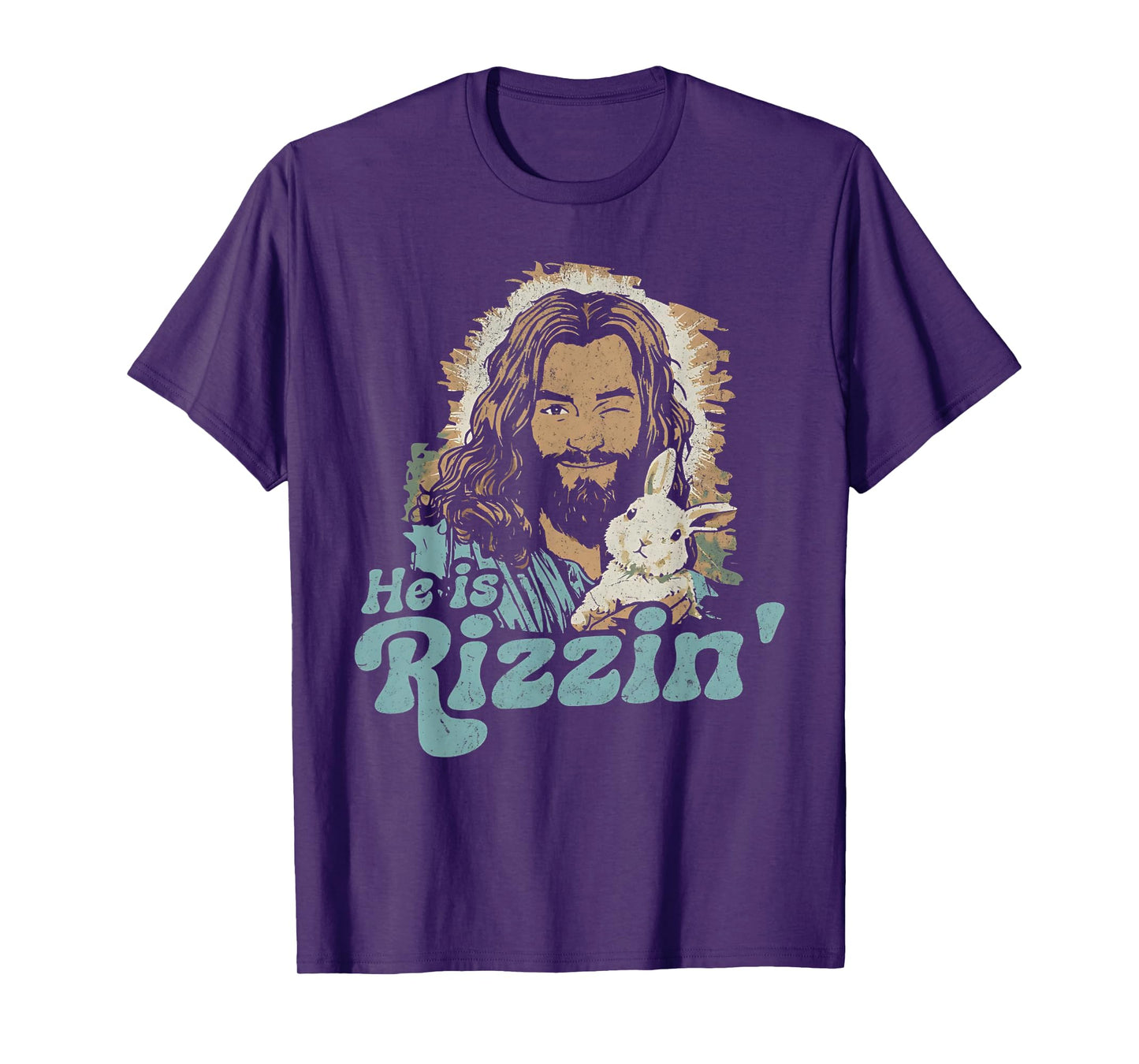 He Is Rizzin Funny Cute Jesus Bunny Easter Christian Men Boy T-Shirt
