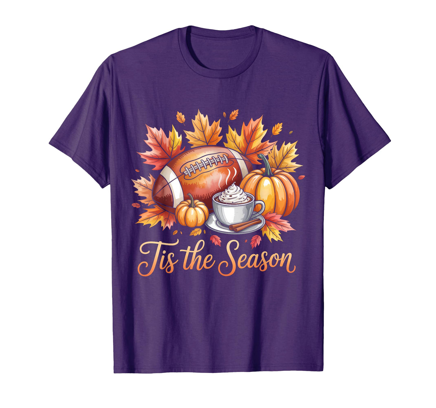 Pumpkin Spice Football Tis The Season Fall Thanksgiving T-Shirt