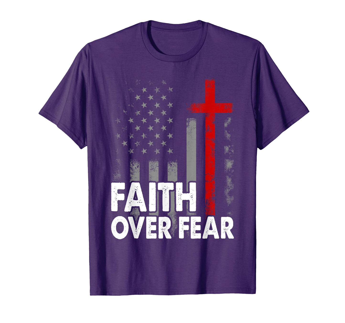 America Pride US Flag Faith Over Fear Prayer T-Shirt