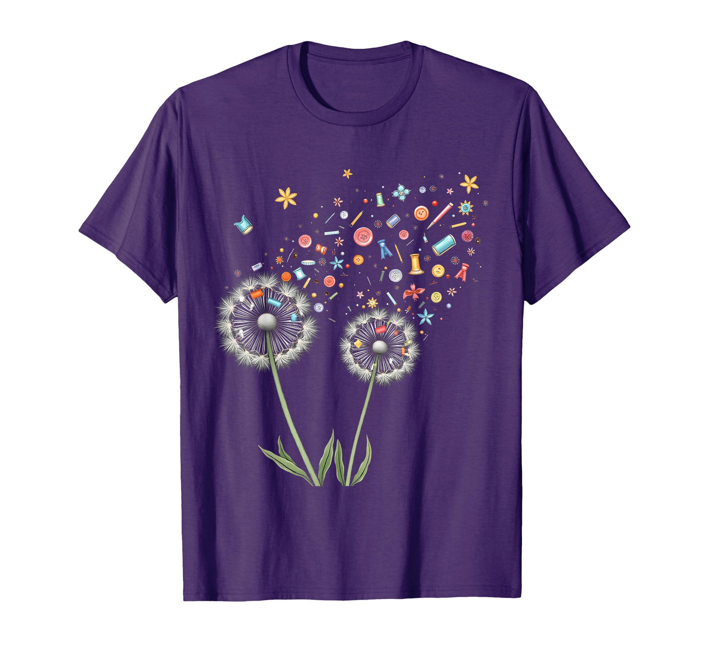 Cute Sewing Dandelion Flowers Quilting Quilter Sewer Tee T-Shirt