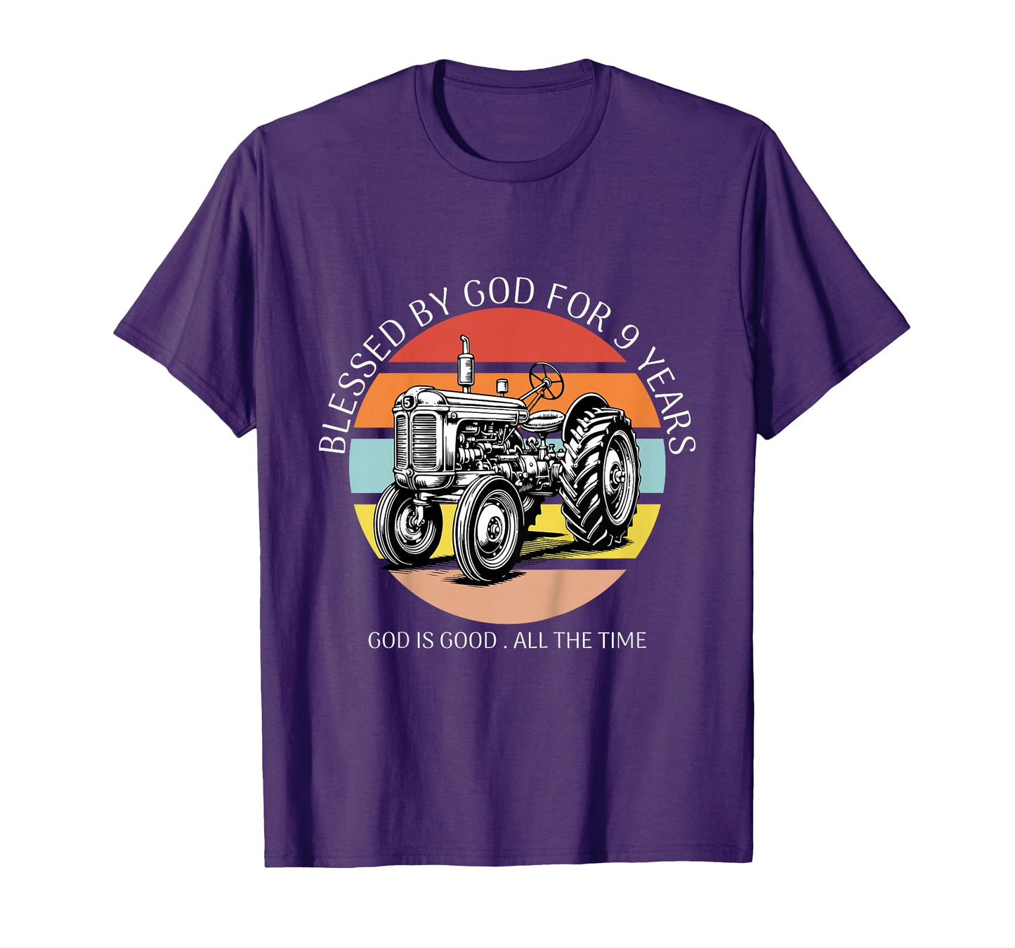 Kids Blessed by God for 9 Years Old Farm Tractor 9th Birthday T-Shirt
