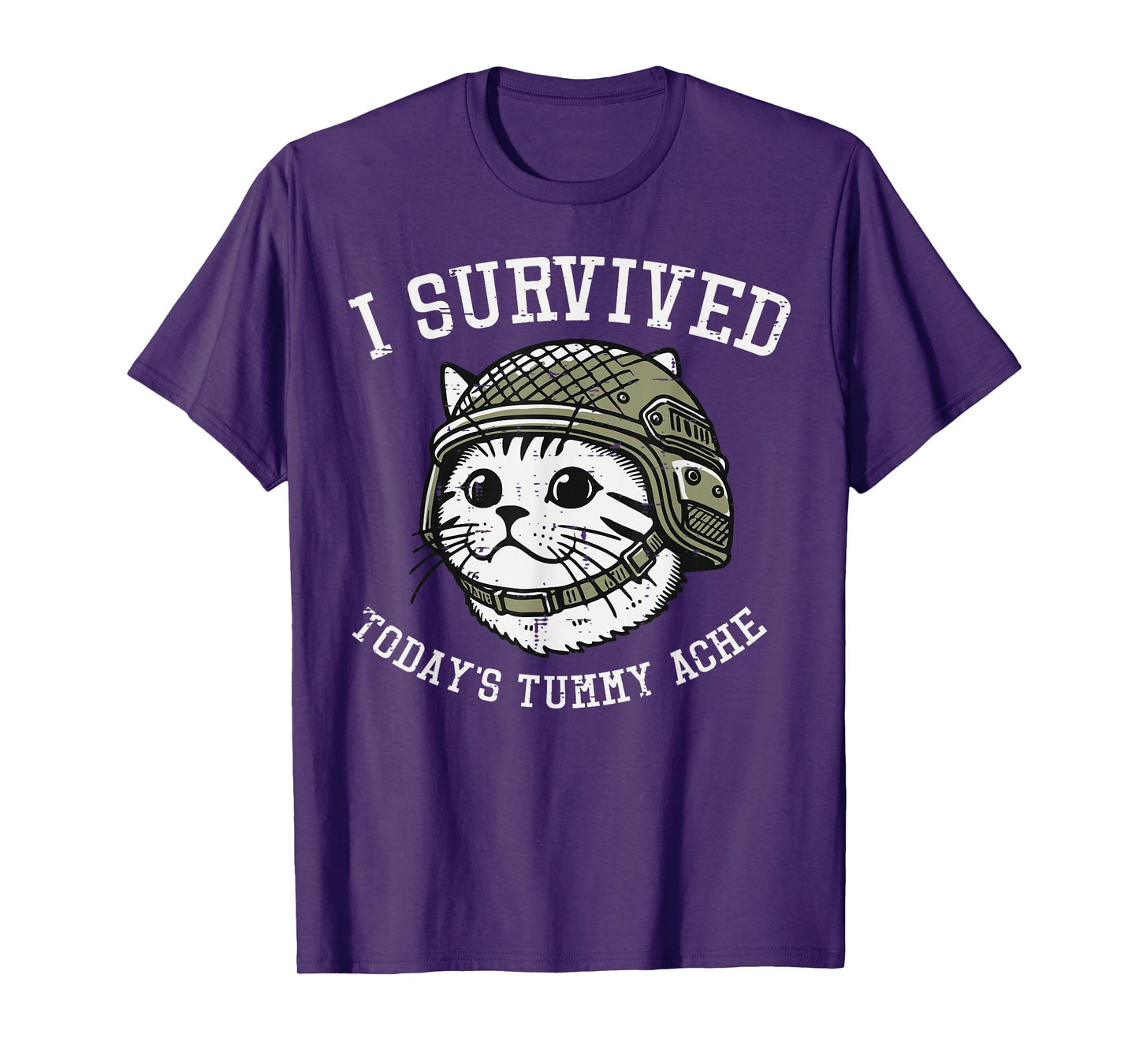 I Survived Todays Tummy Ache Cat Funny Saying Cringe Weird T-Shirt
