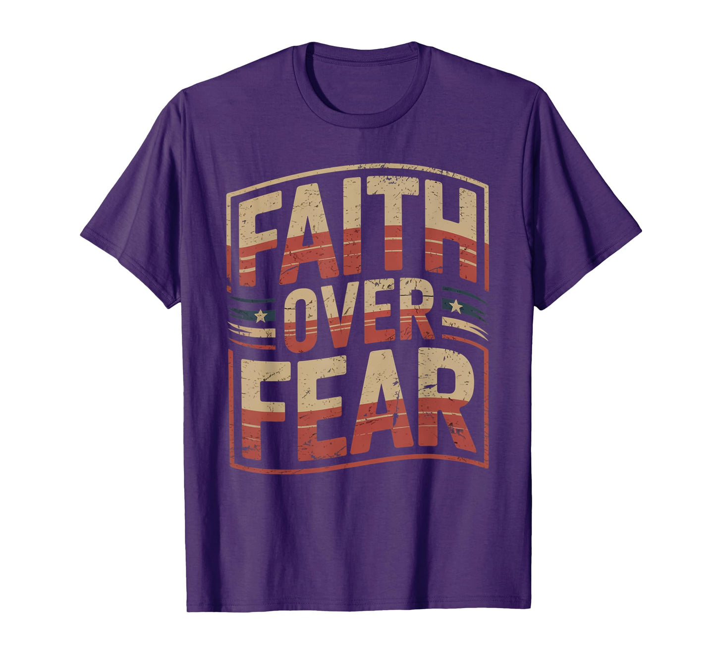 America Pride US Flag Faith Over Fear Prayer T-Shirt