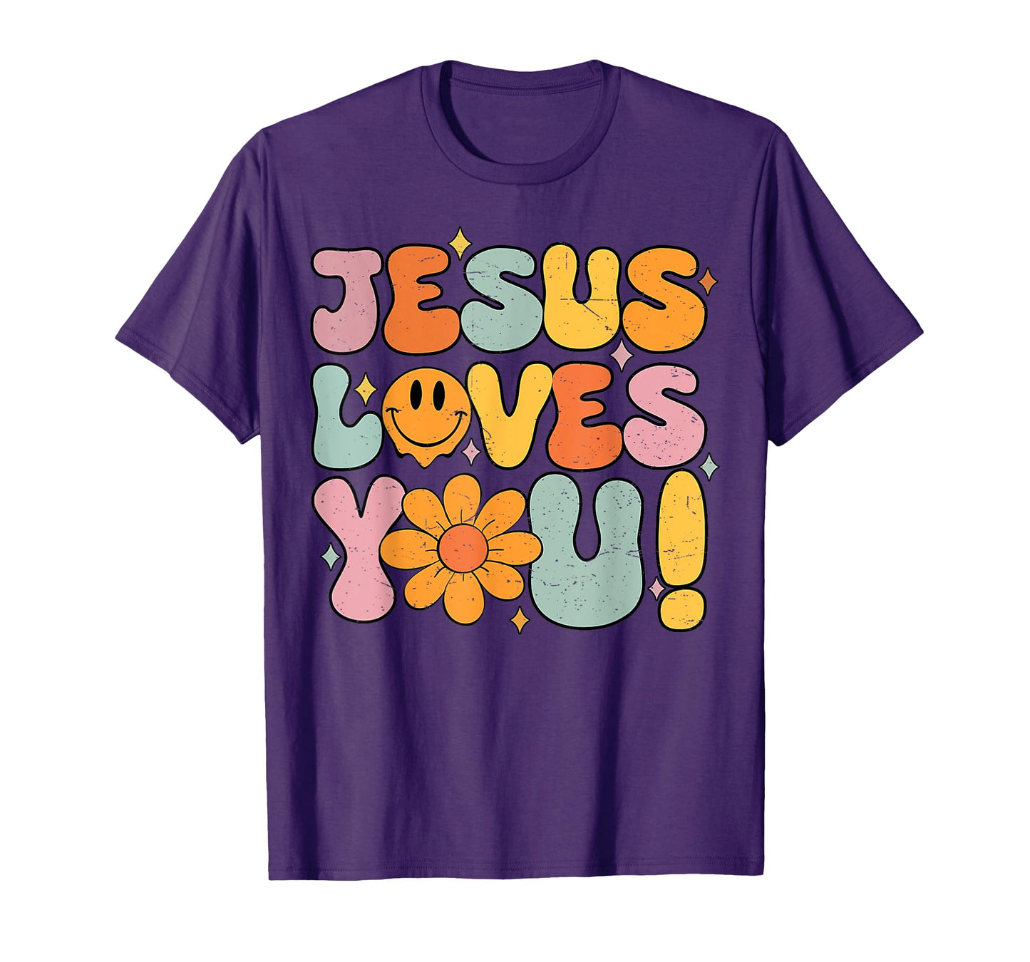 Christian Jesus Loves You Groovy Vintage Religious for women T-Shirt