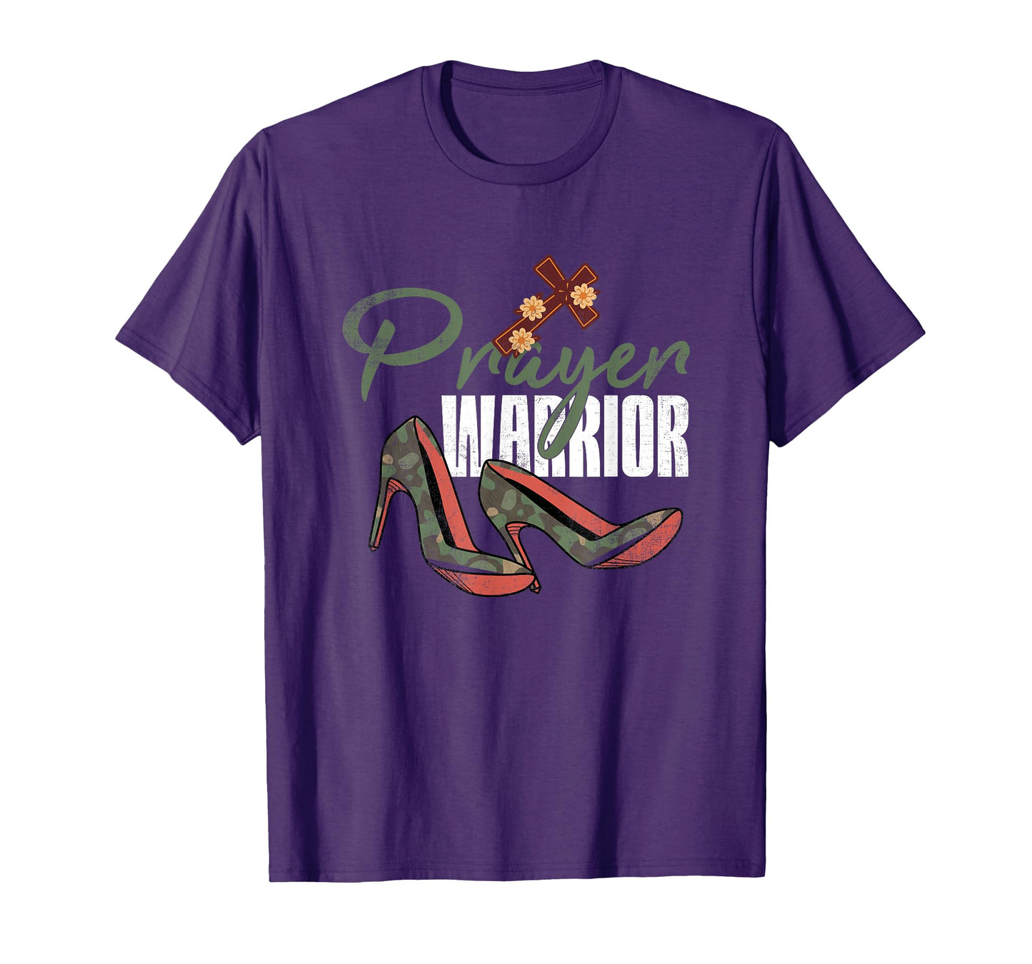 Prayer Warrior Camo Heels God Jesus Christian Faith T-Shirt